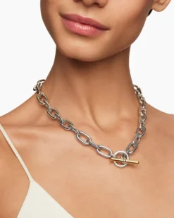 DY Madison® Toggle Chain Necklace Sterling Silver with 18K Yellow Gold, 11mm