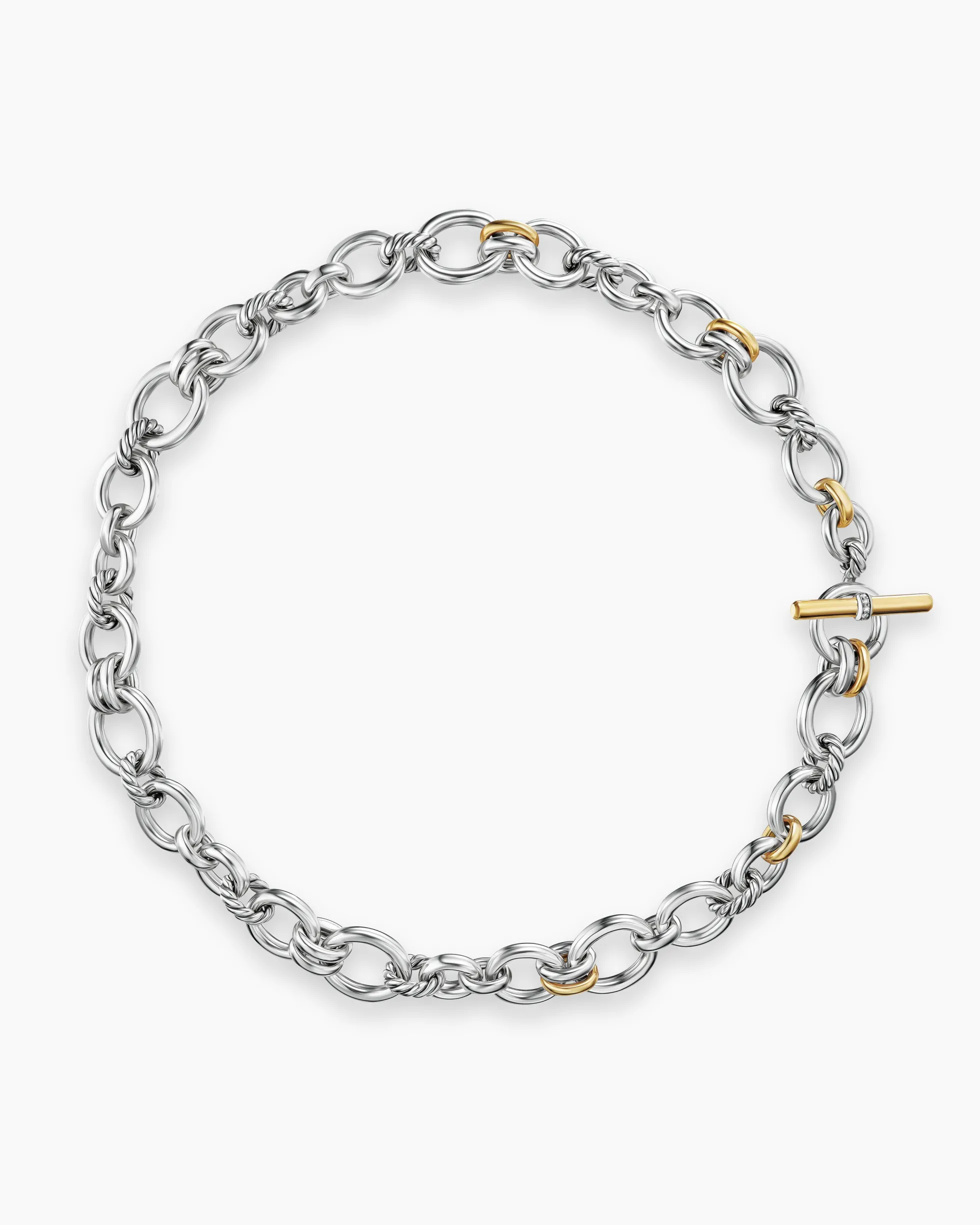 DY Mercer® Chain Necklace Sterling Silver with 18K Yellow Gold and Diamonds, 8mm
