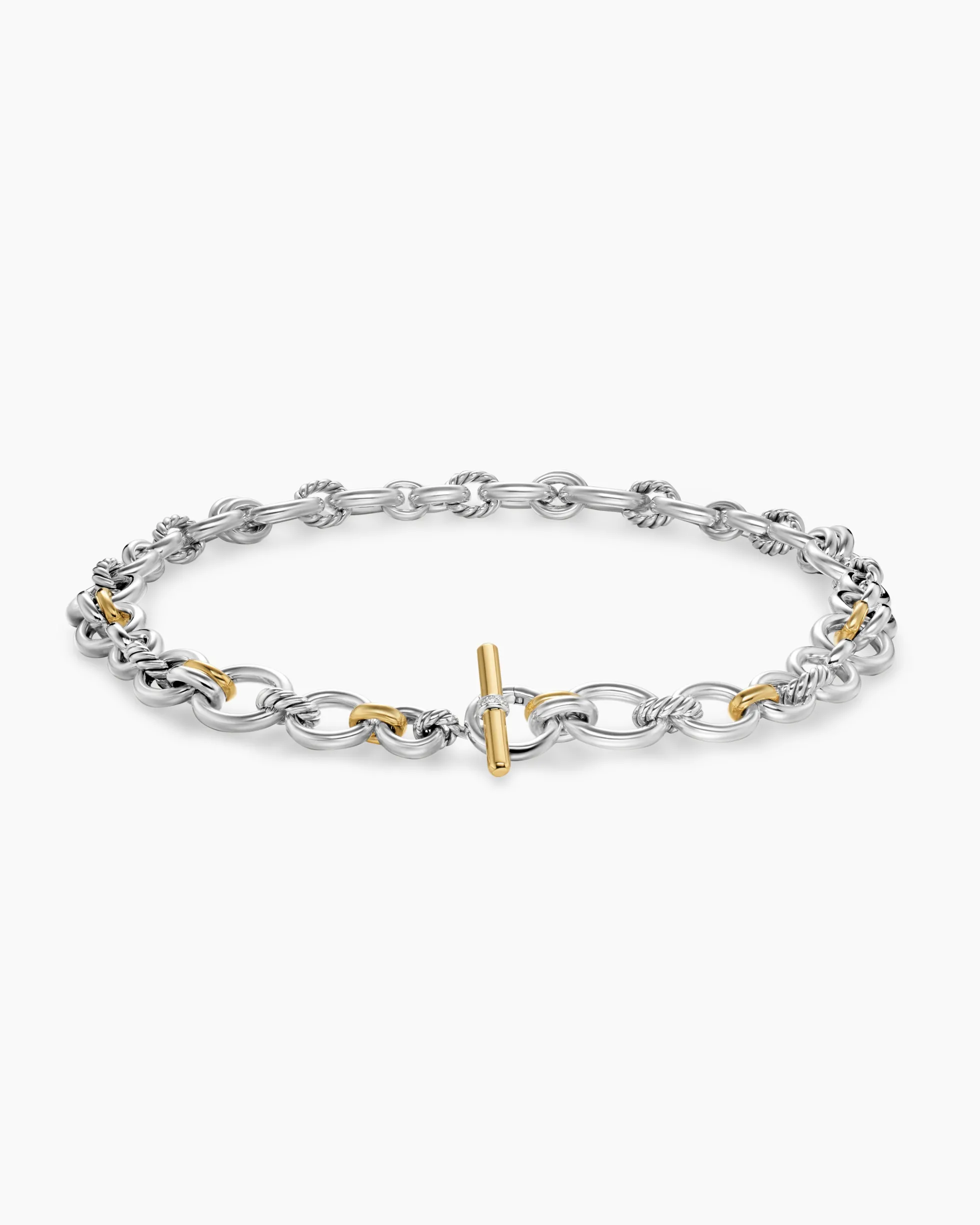 DY Mercer® Chain Necklace Sterling Silver with 18K Yellow Gold and Diamonds, 8mm