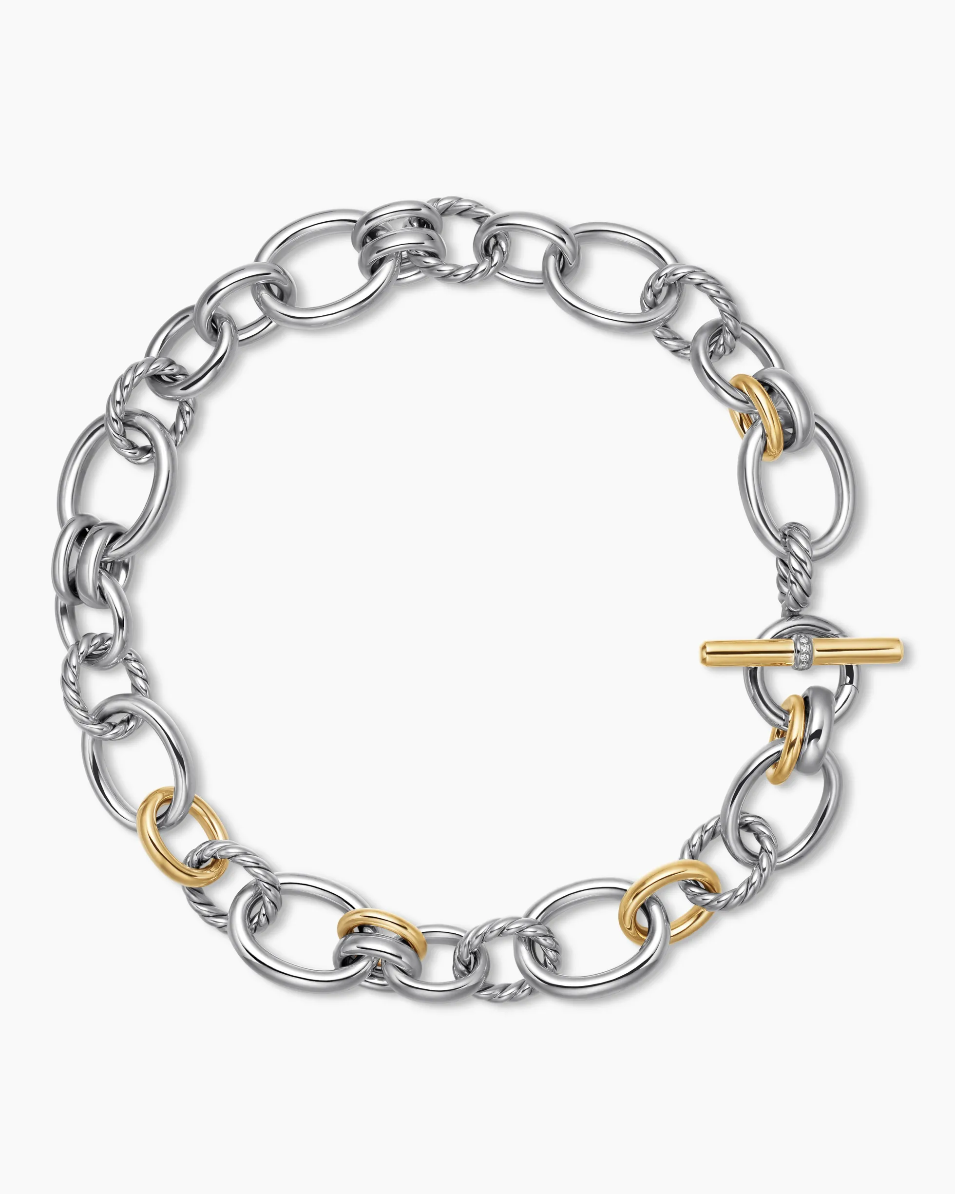 DY Mercer® Chain Necklace Sterling Silver with 18K Yellow Gold and Diamonds, 20mm