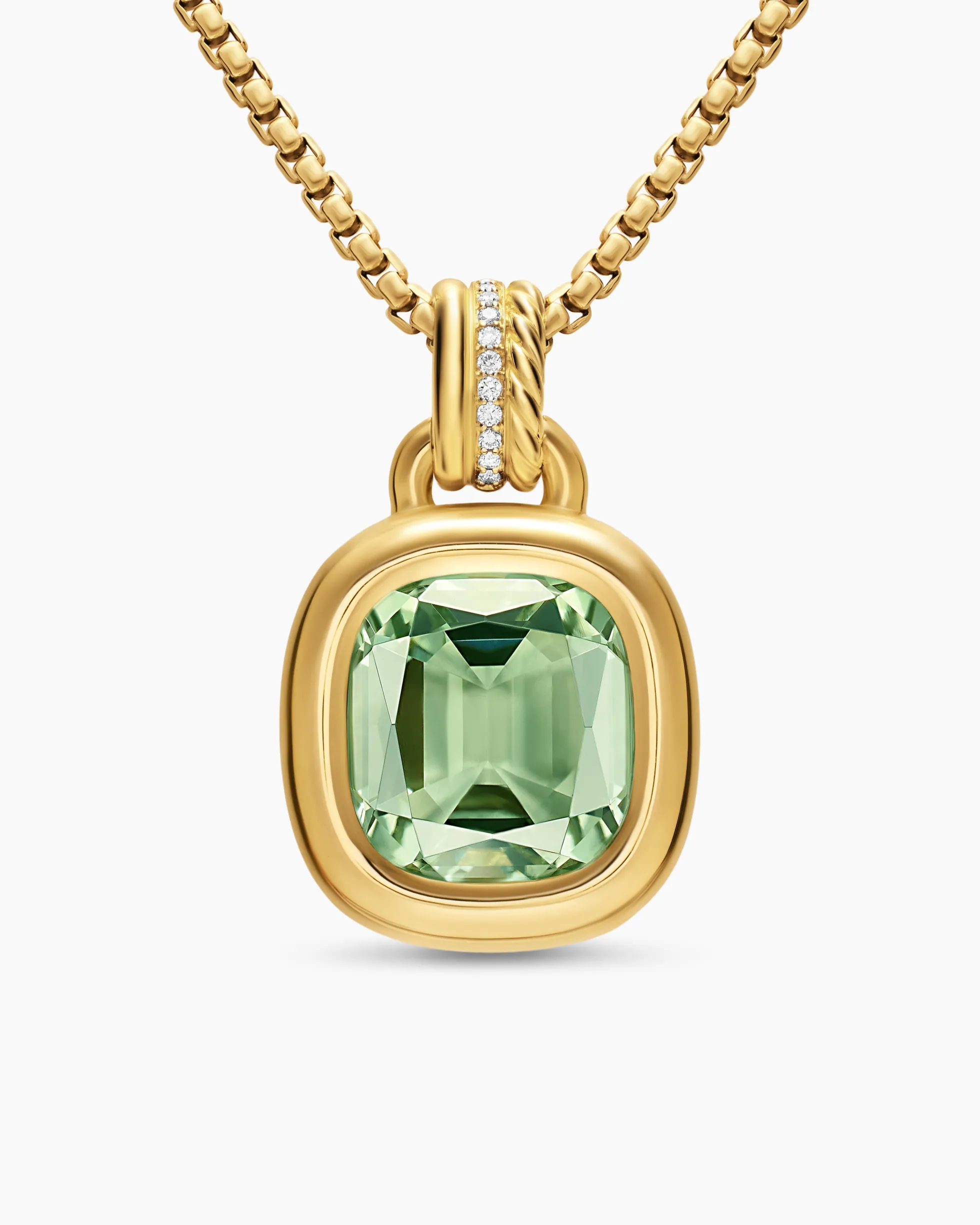 DY Mercer® Color Amulet 18K Yellow Gold with Prasiolite and Diamonds, 13mm