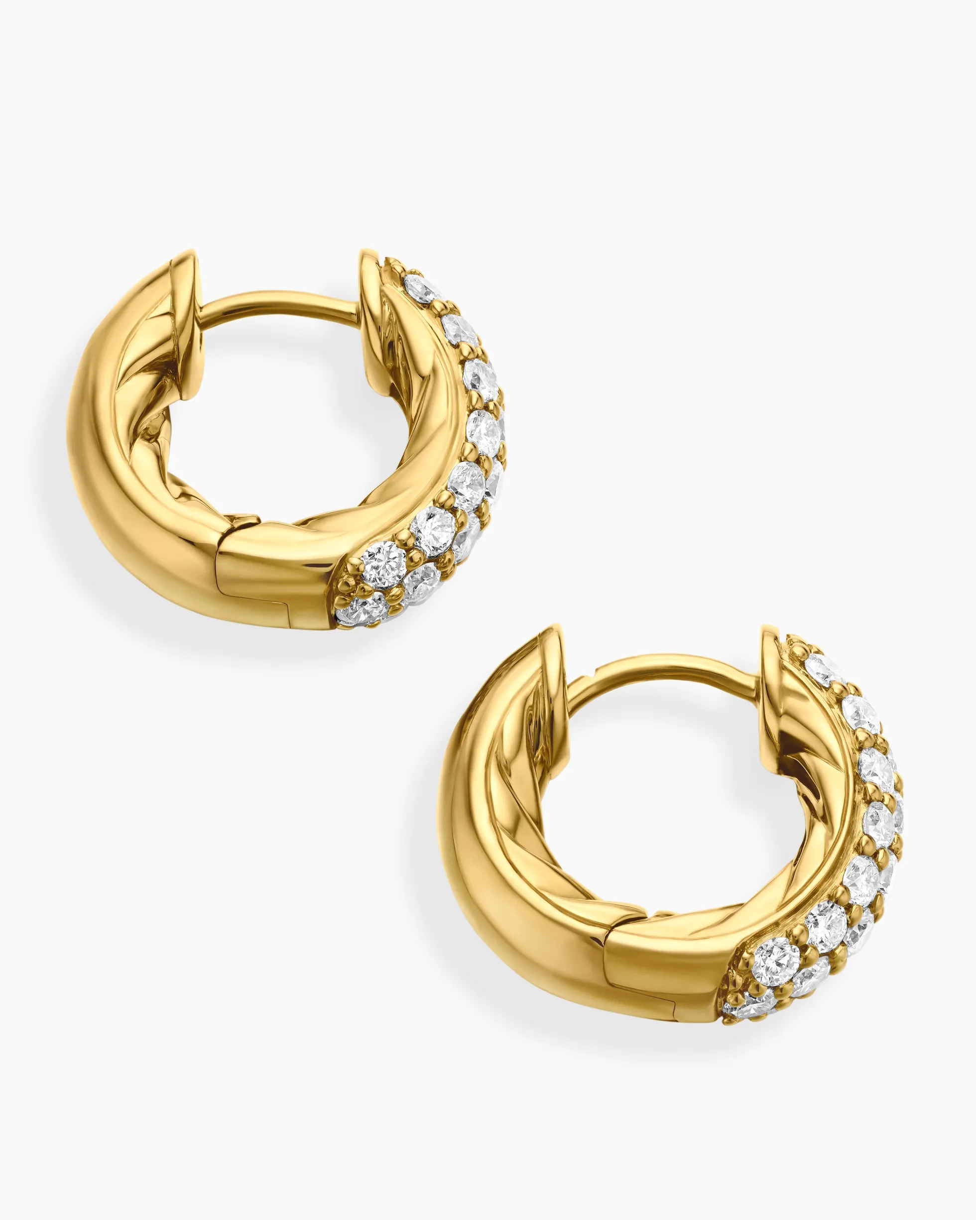 DY Mercer® Micro Hoop Earrings 18K Yellow Gold with Diamonds, 13.5mm