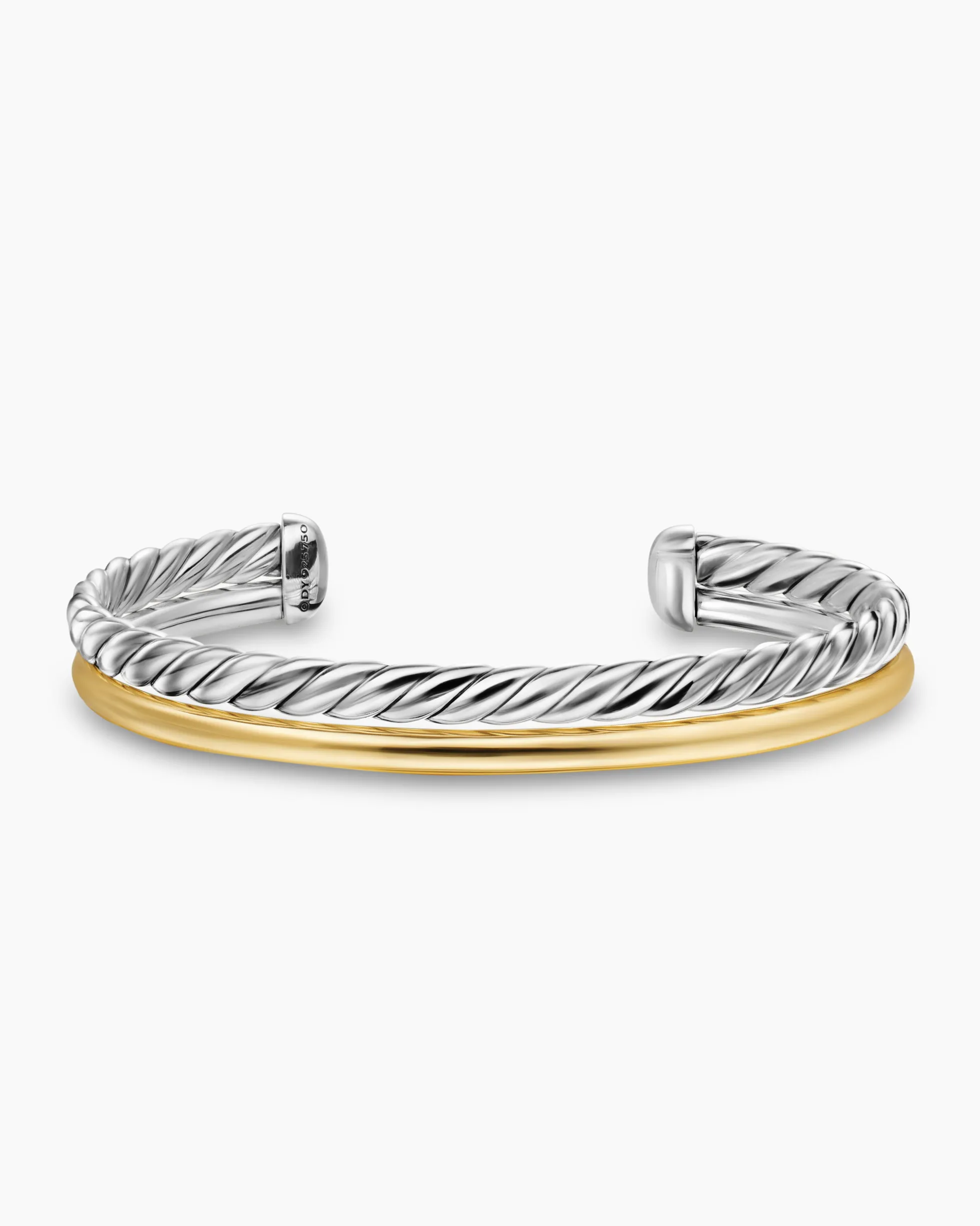 DY Mercer® Two Row Cuff Bracelet Sterling Silver with 18K Yellow Gold, 8mm