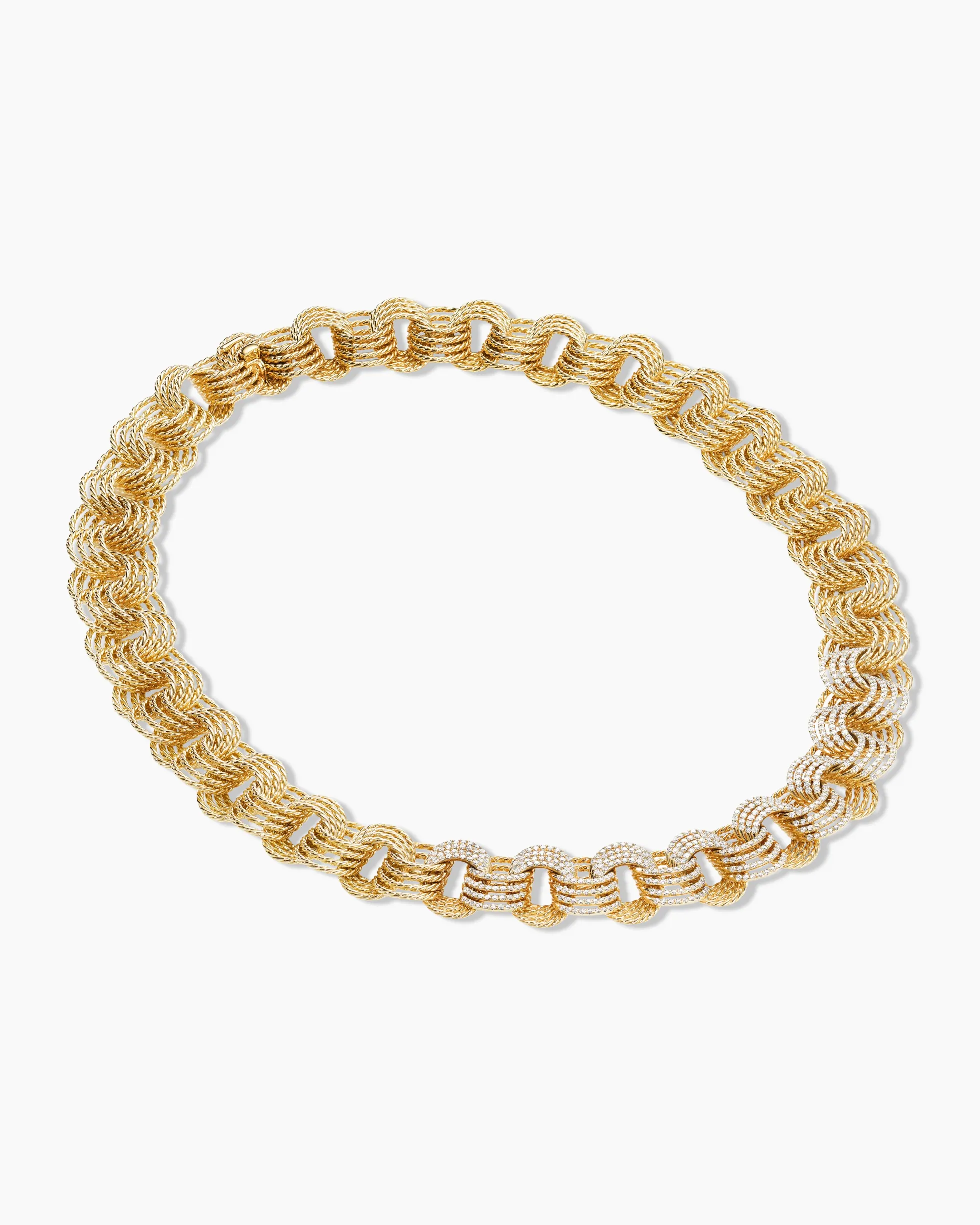 DY Origami Linked Necklace 18K Yellow Gold with Diamonds, 16mm