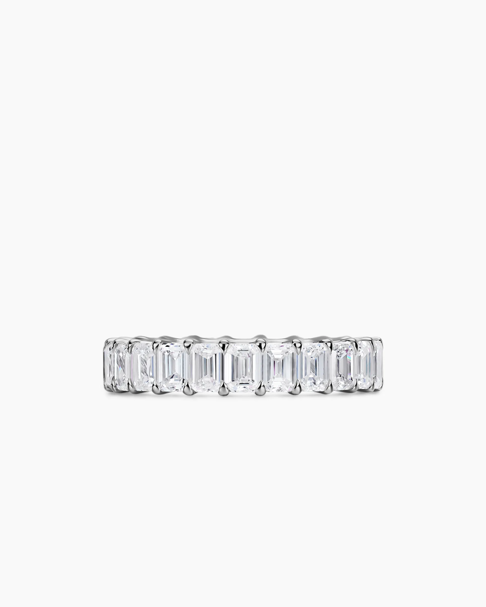 Emerald Cut Band Ring Platinum with Diamonds, 4.2mm