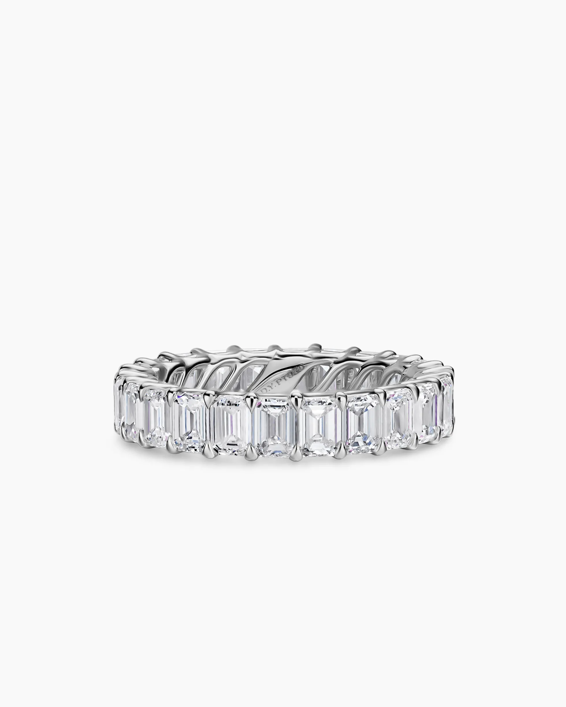 Emerald Cut Band Ring Platinum with Diamonds, 4.2mm