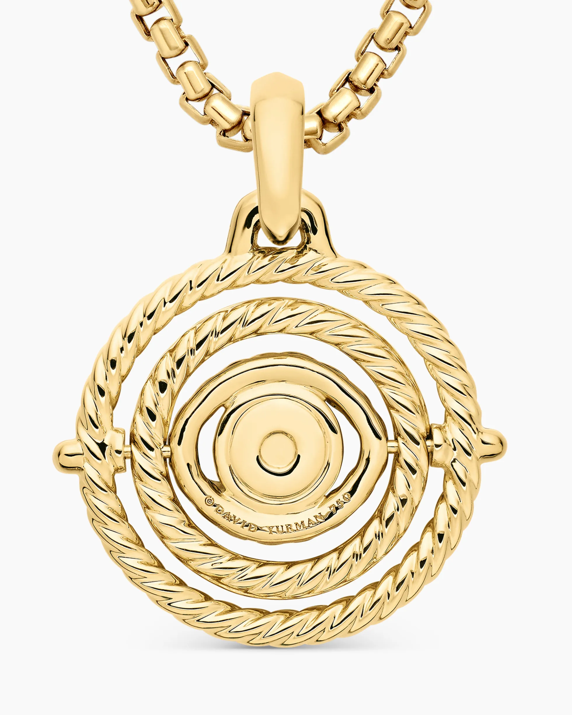 Evil Eye Mobile Amulet 18K Yellow Gold with Pavé Emeralds and Diamonds, 20.5mm