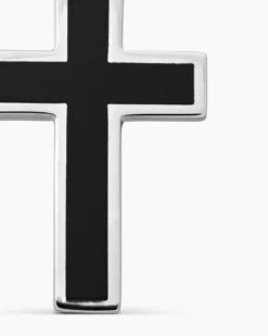 Exotic Stone Cross Sterling Silver with Black Onyx, 23mm