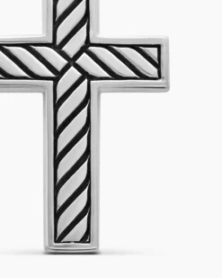 Exotic Stone Cross Sterling Silver with Black Onyx, 23mm