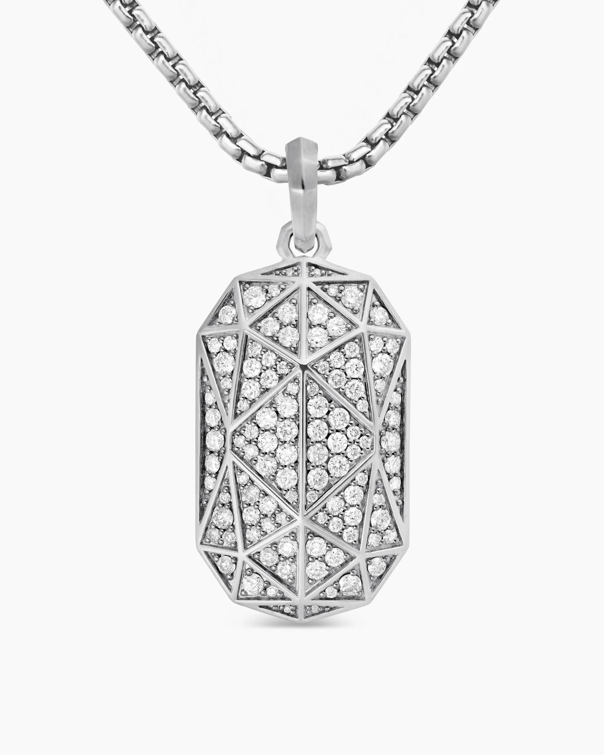 Faceted Amulet Sterling Silver with Diamonds, 36.3mm