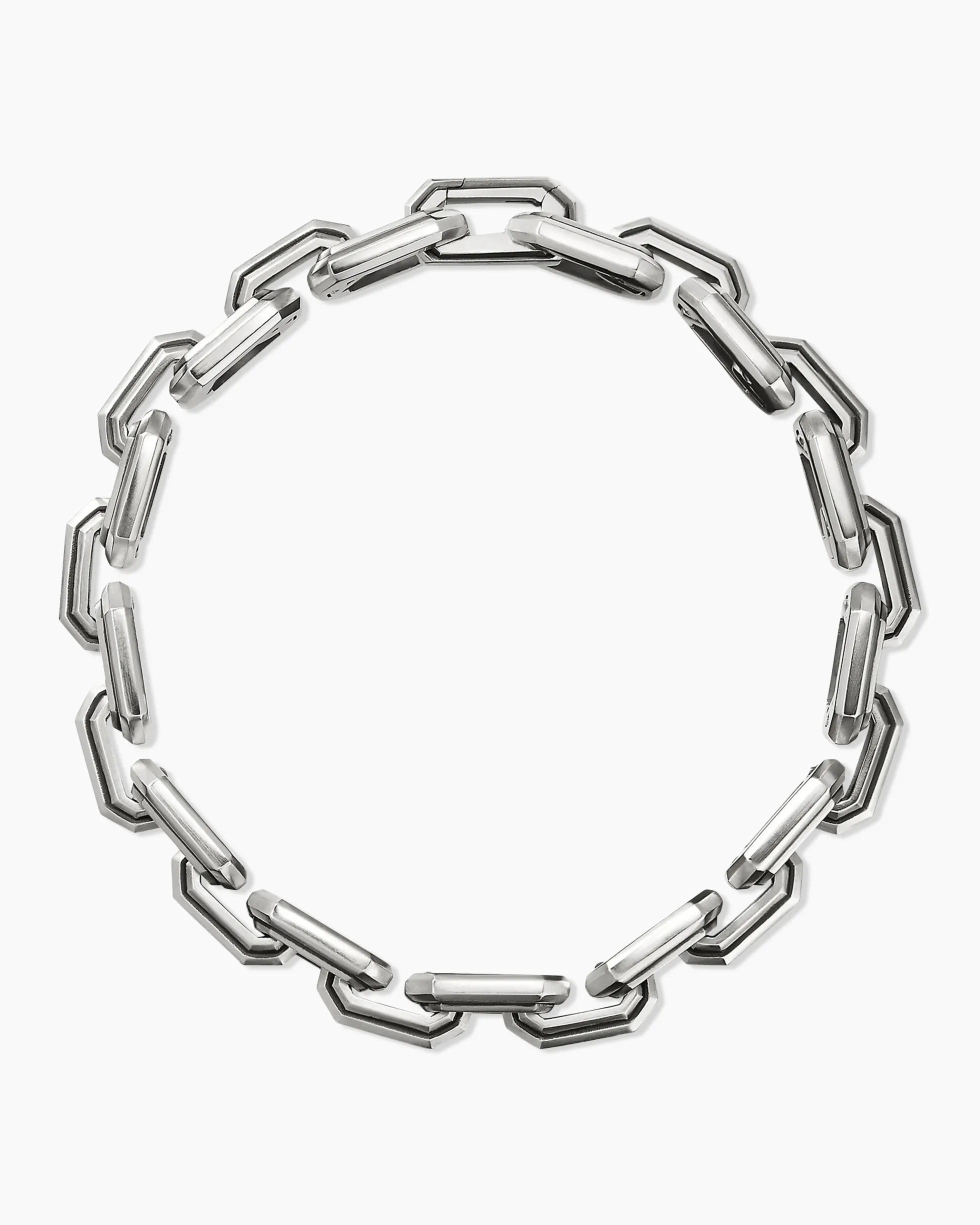 Faceted Flat Link Bracelet Sterling Silver, 11mm