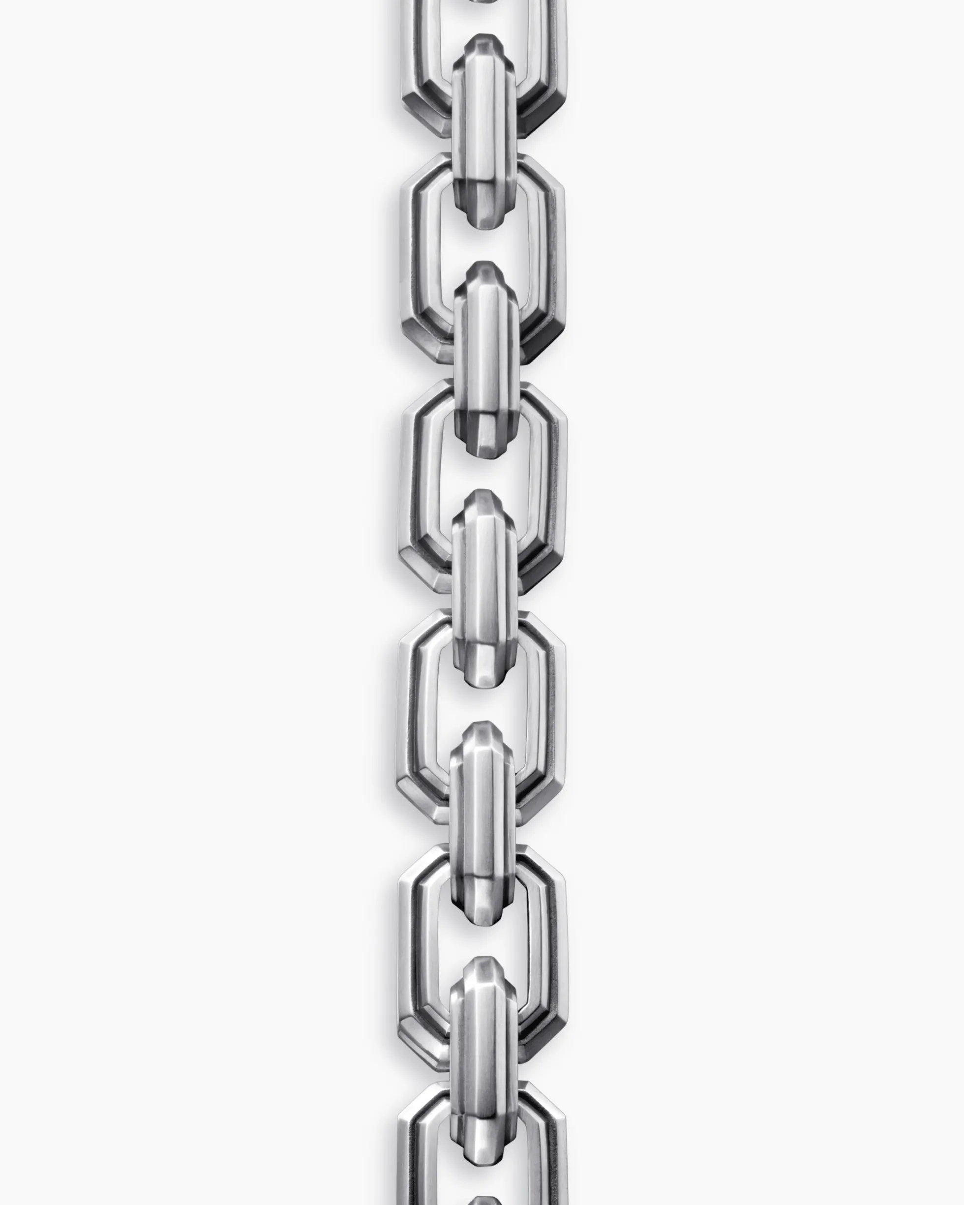 Faceted Flat Link Bracelet Sterling Silver, 11mm