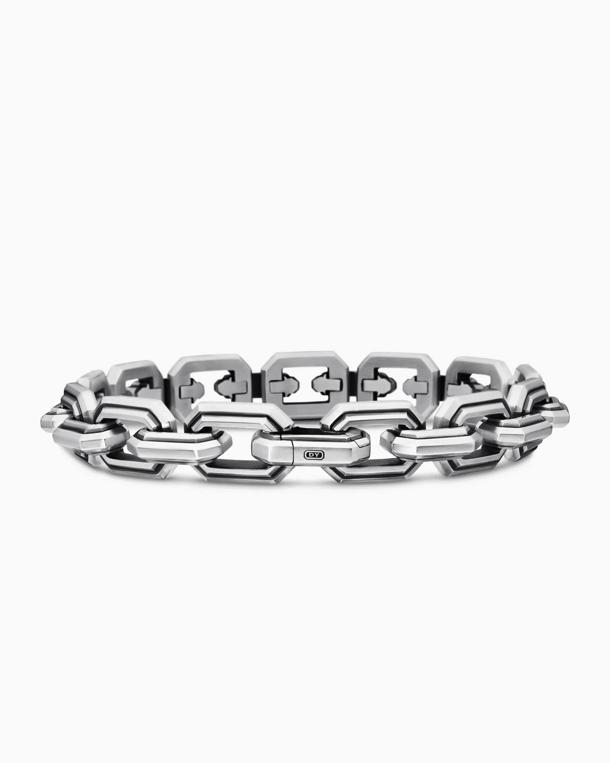 Faceted Flat Link Bracelet Sterling Silver, 11mm