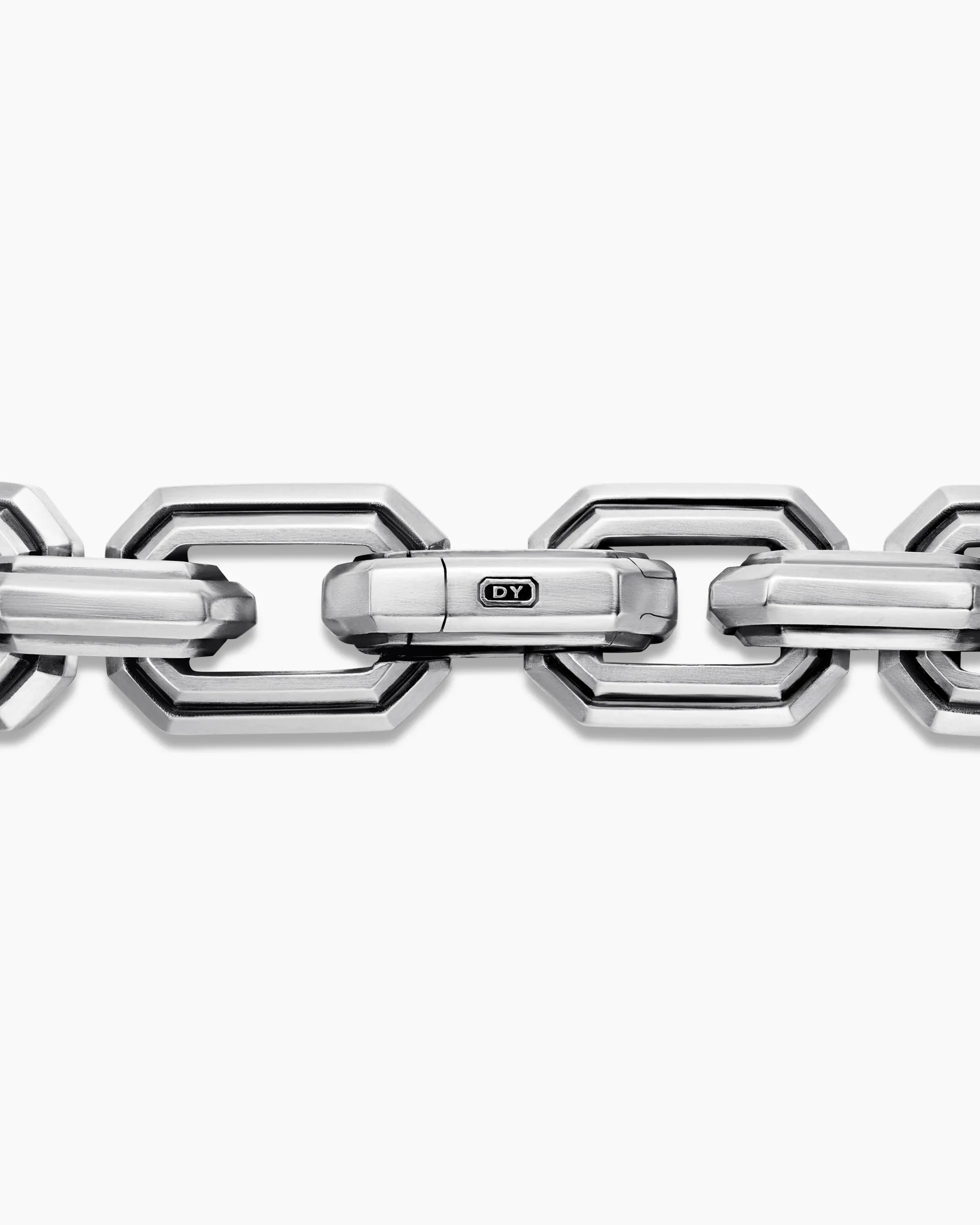 Faceted Flat Link Bracelet Sterling Silver, 11mm