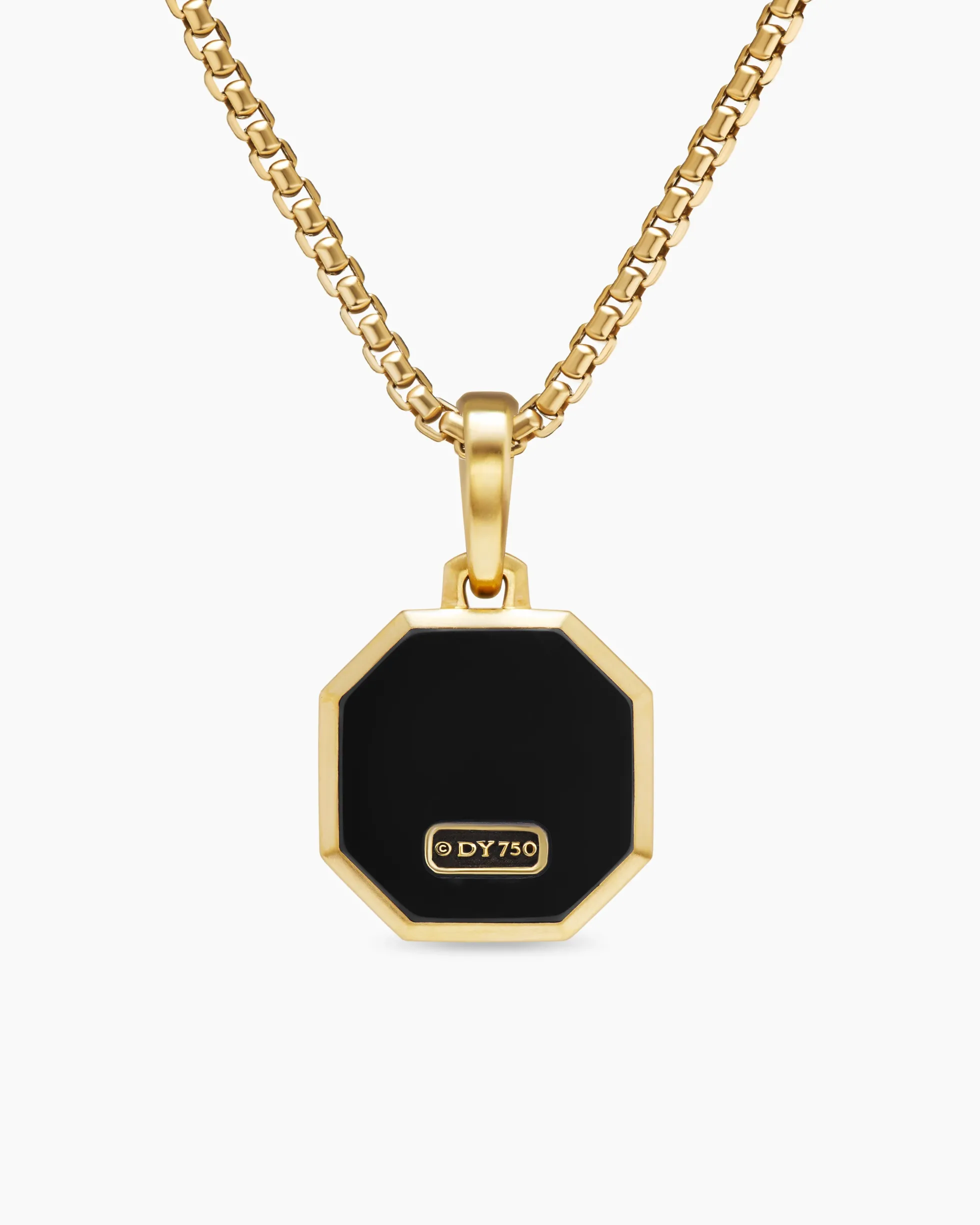 Faceted Stone Amulet 18K Yellow Gold with Black Onyx, 16mm
