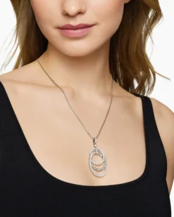Floating Diamonds Drop Pendant White Gold