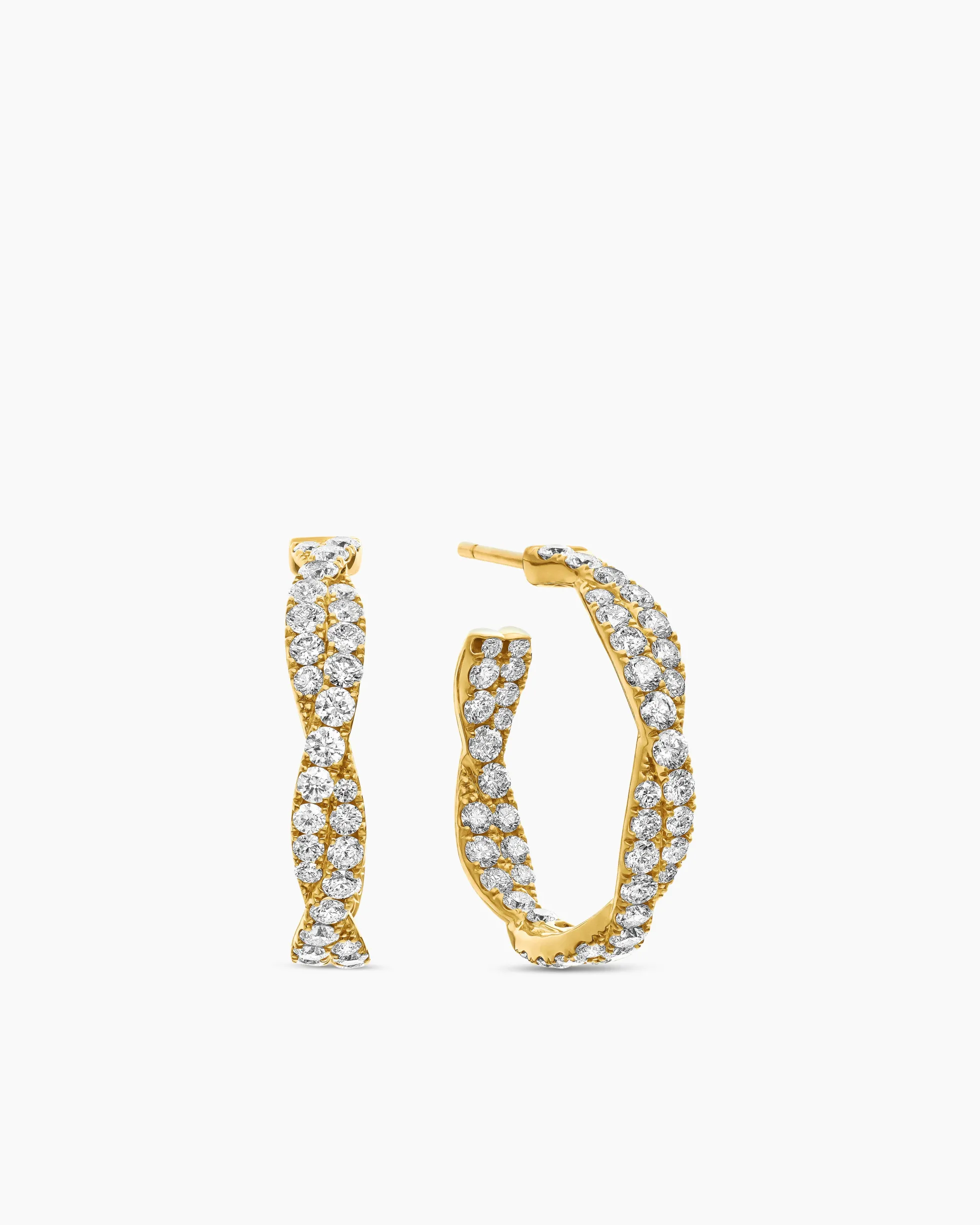 Floating Diamonds Hoop Earrings Yellow Gold