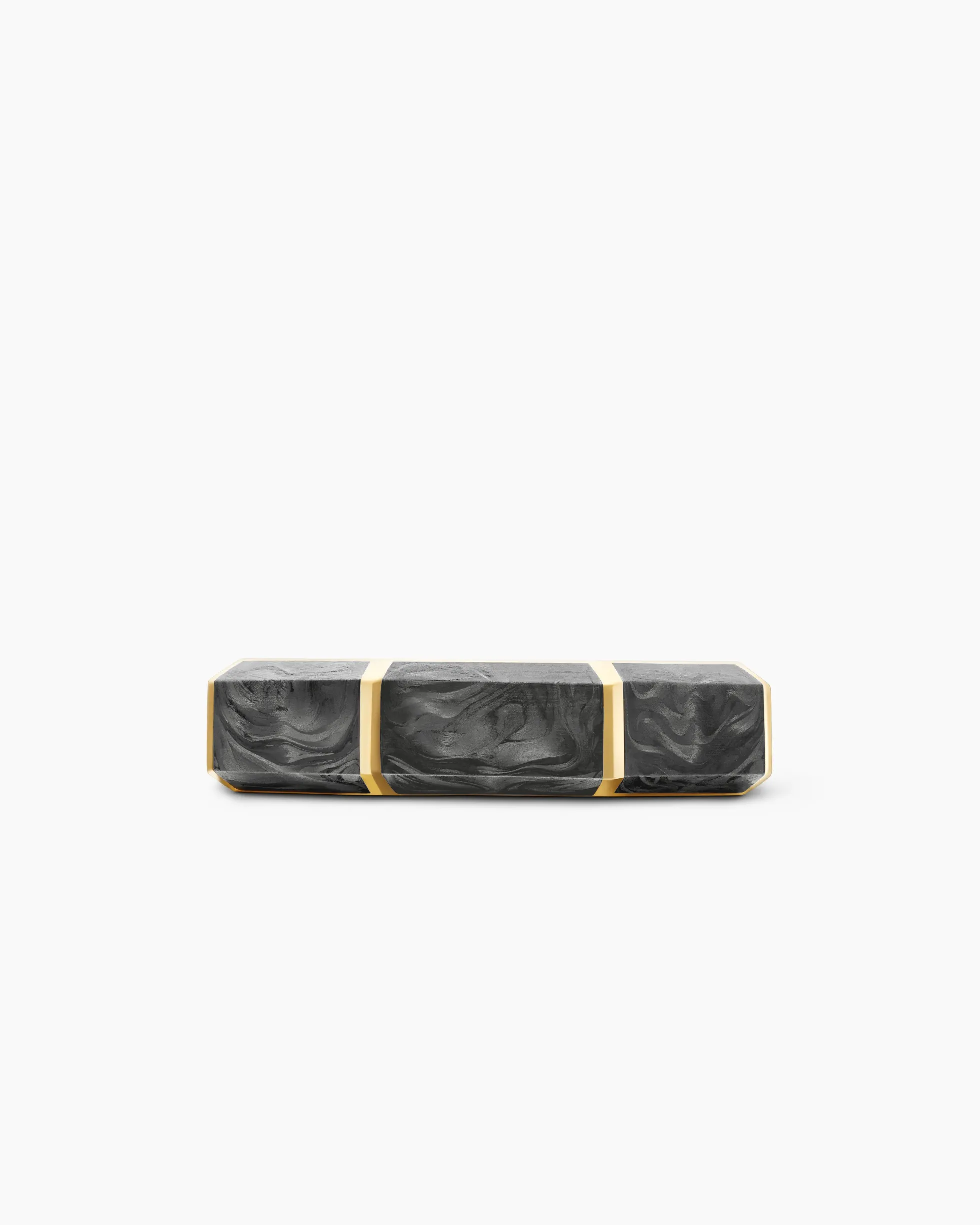 Forged Carbon Faceted Band Ring 18K Yellow Gold, 6mm
