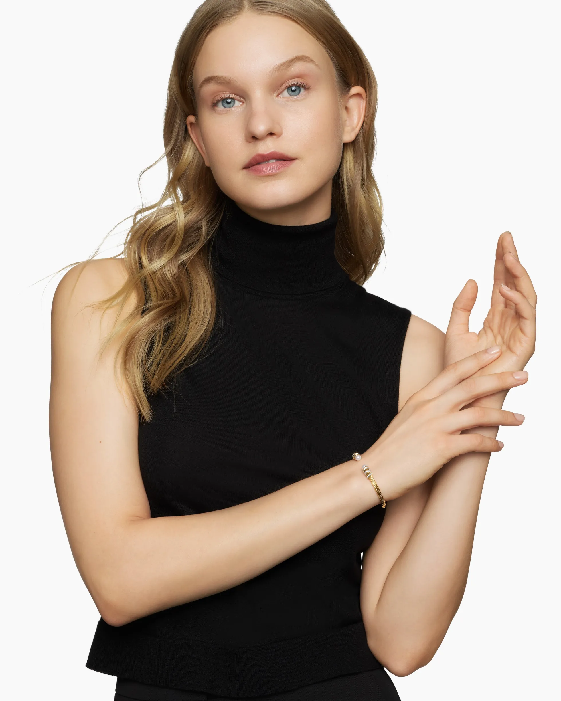 Helena Bracelet 18K Yellow Gold with Pearls and Diamonds, 4mm