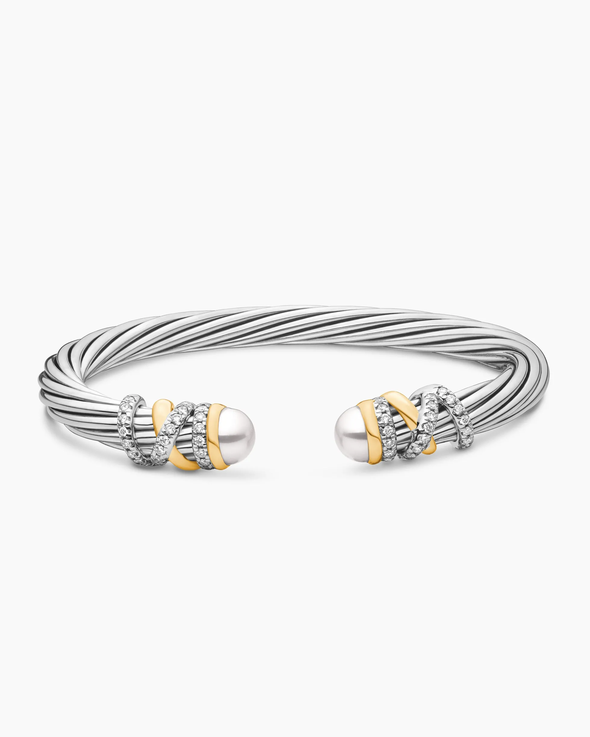 Helena Bracelet Sterling Silver with 18K Yellow Gold, Pearls and Diamonds, 6mm