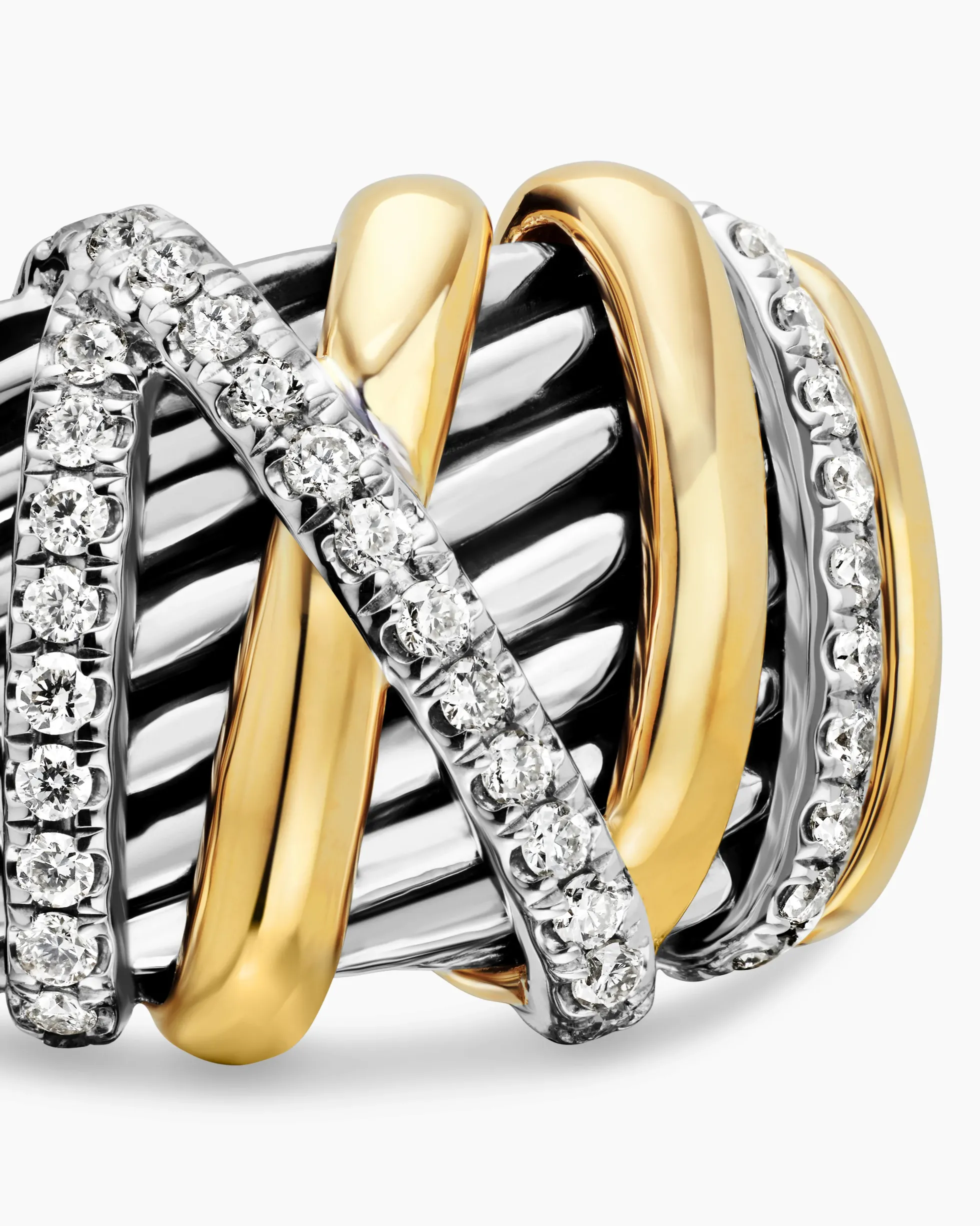 Helena Ring Sterling Silver with 18K Yellow Gold and Diamonds, 15mm