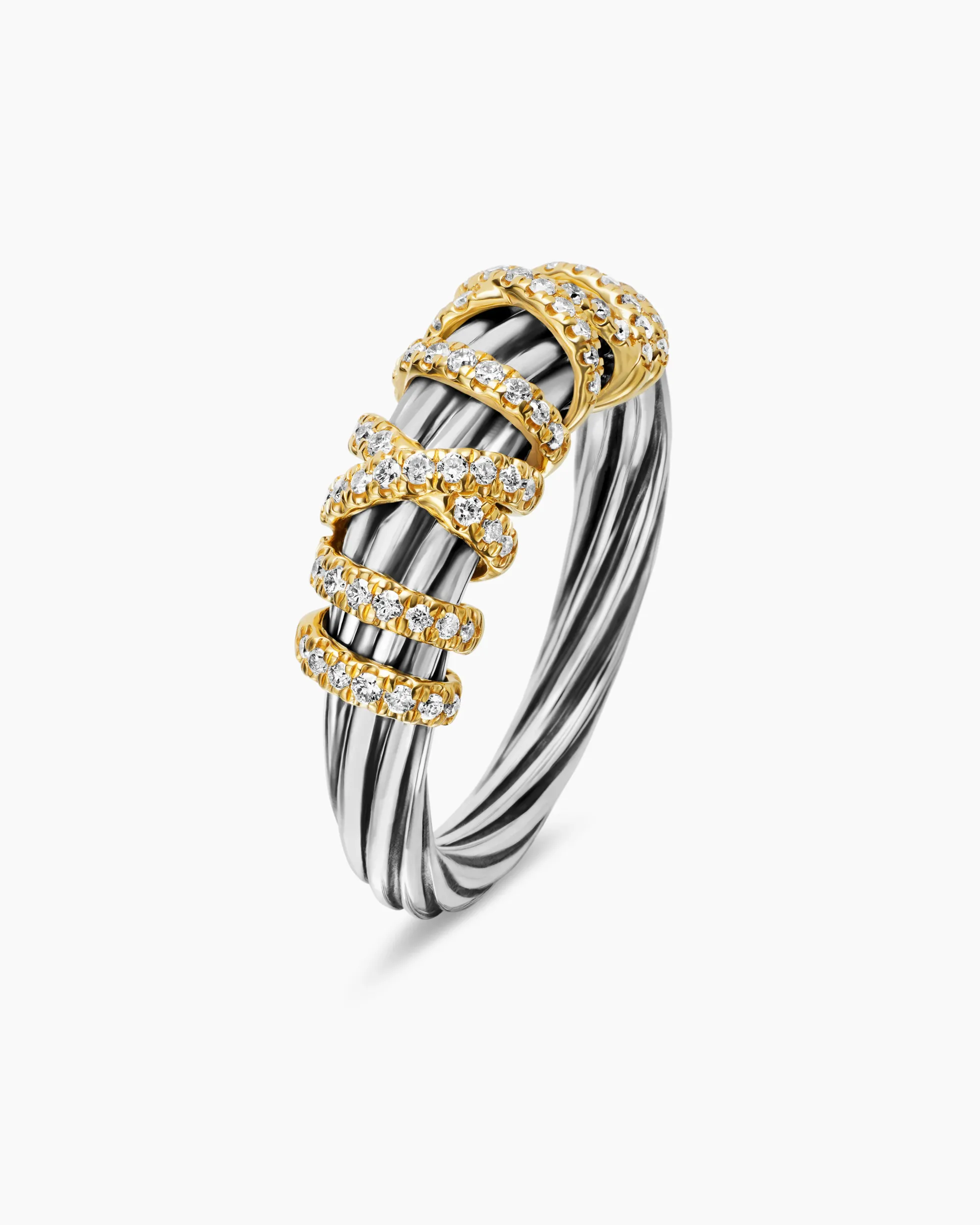 Helena Ring Sterling Silver with 18K Yellow Gold and Diamonds, 7.7mm