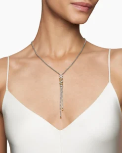 Helena Y Necklace Sterling Silver with 18K Yellow Gold with Diamonds