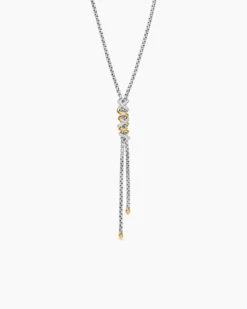 Helena Y Necklace Sterling Silver with 18K Yellow Gold with Diamonds