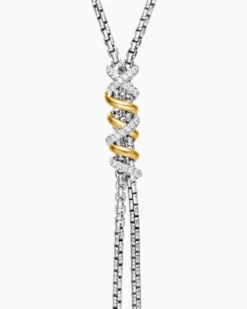 Helena Y Necklace Sterling Silver with 18K Yellow Gold with Diamonds