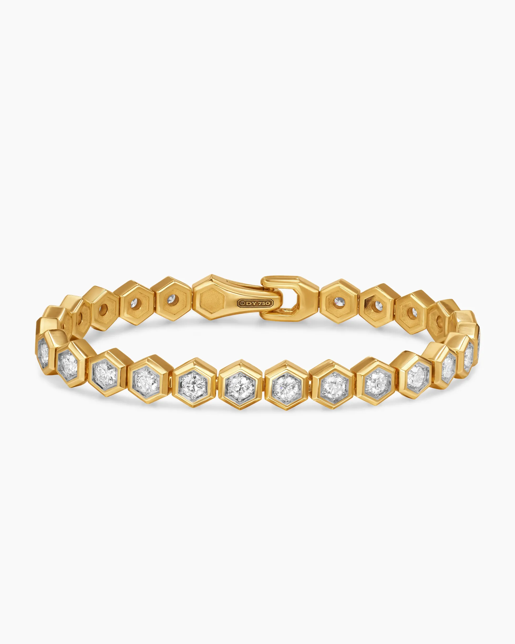 Hex Pavé Tennis Bracelet 18K Yellow Gold with Diamonds, 8mm