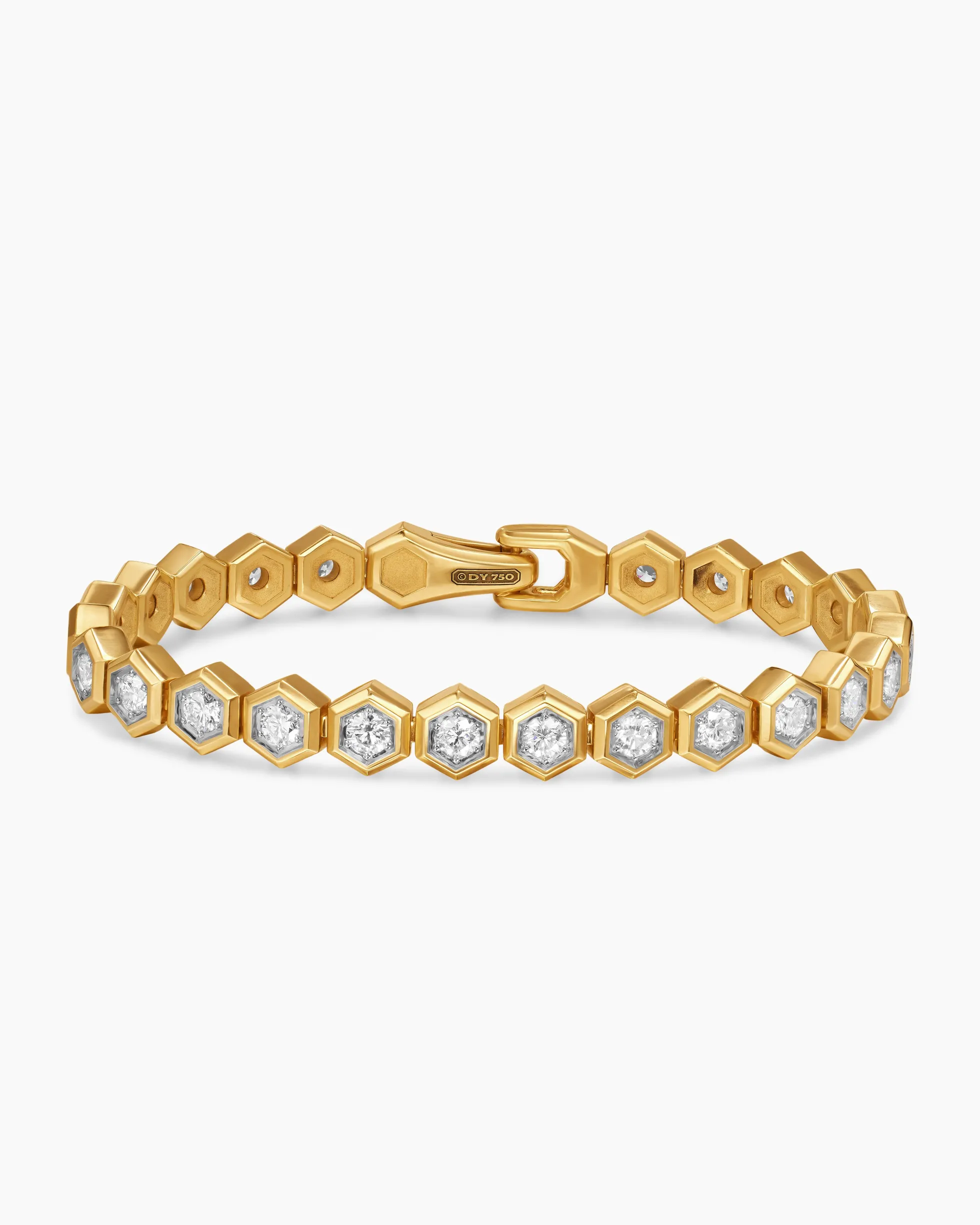 Hex Pavé Tennis Bracelet 18K Yellow Gold with Diamonds, 8mm