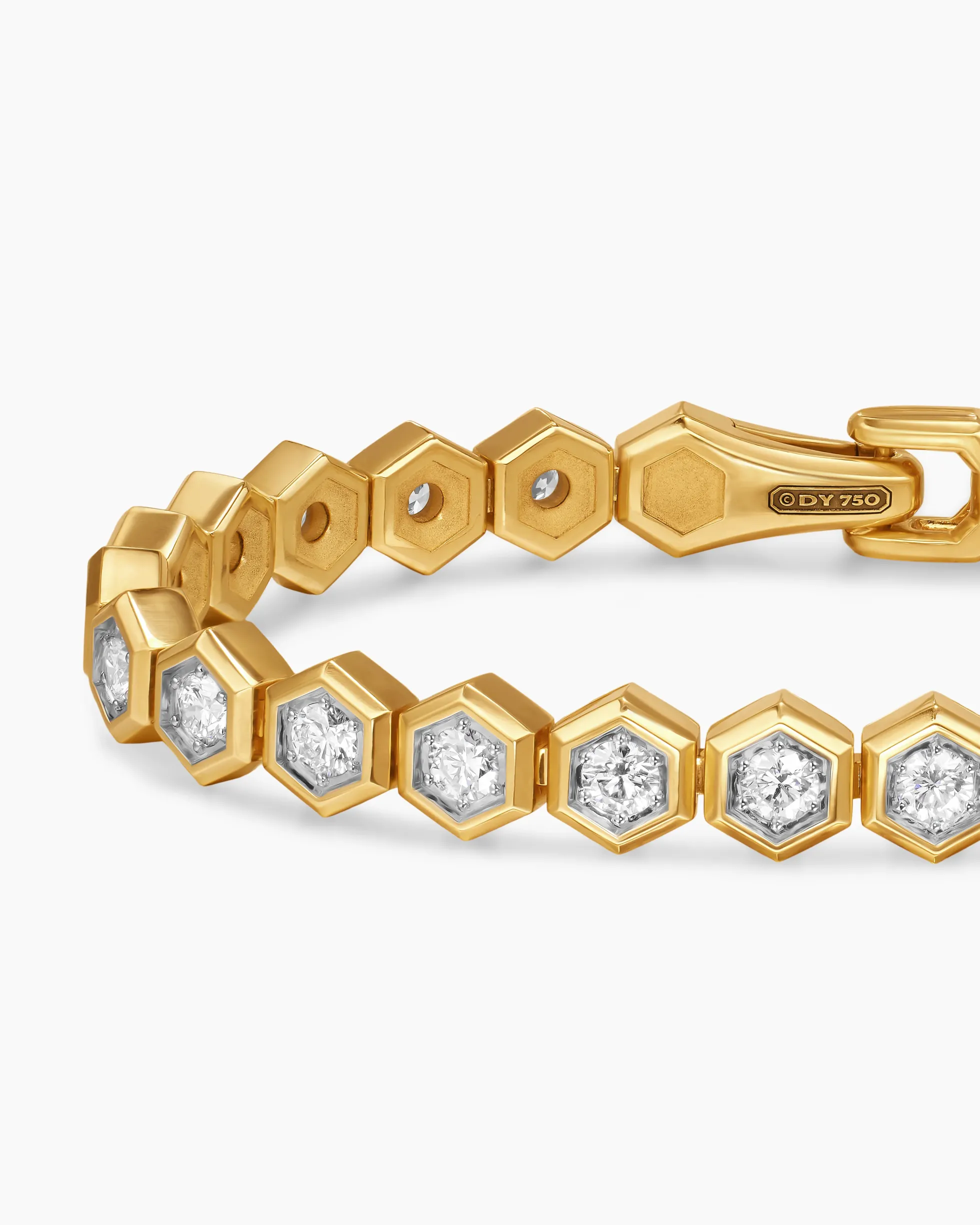 Hex Pavé Tennis Bracelet 18K Yellow Gold with Diamonds, 8mm