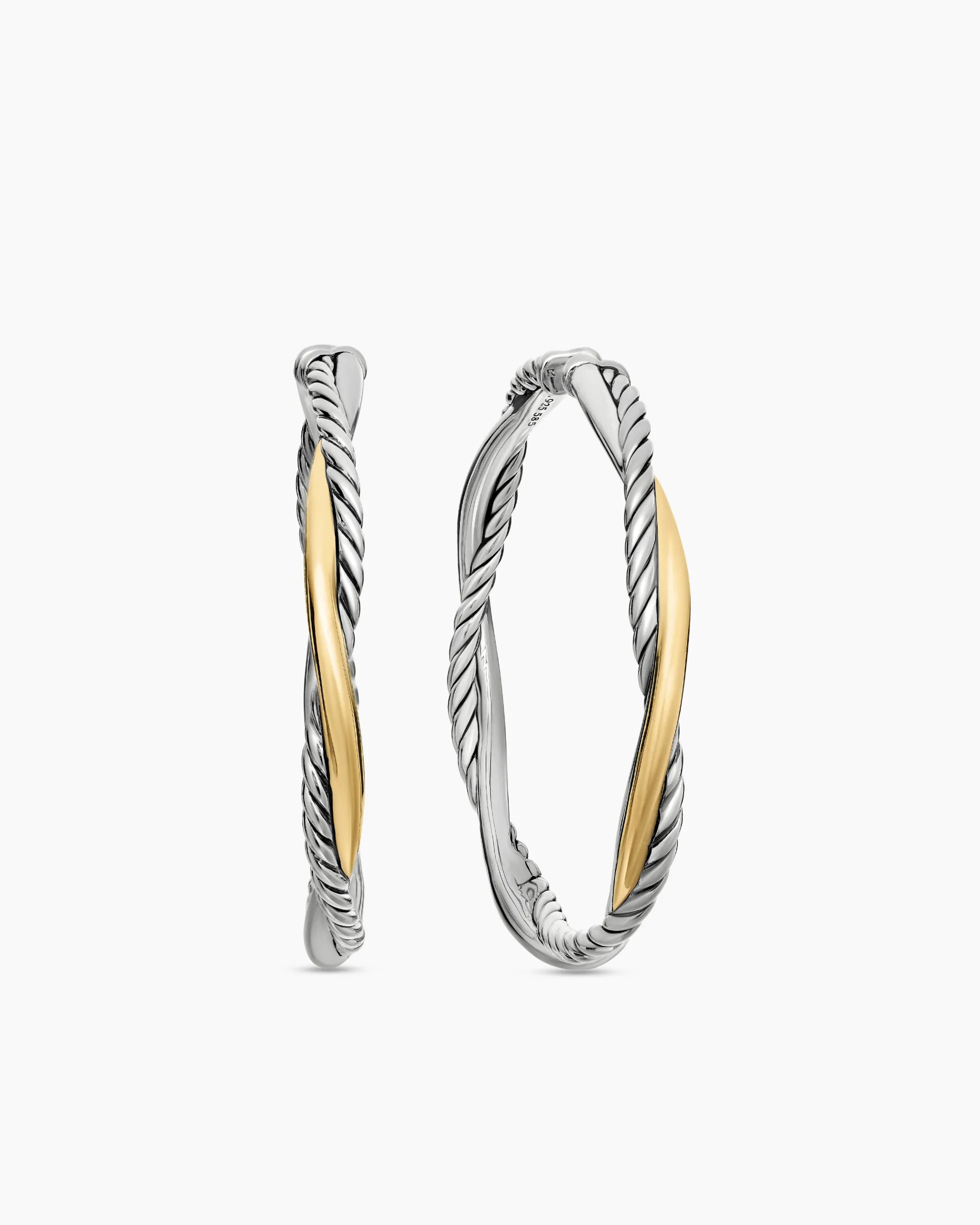 Infinity Hoop Earrings Sterling Silver with 14K Yellow Gold, 42mm