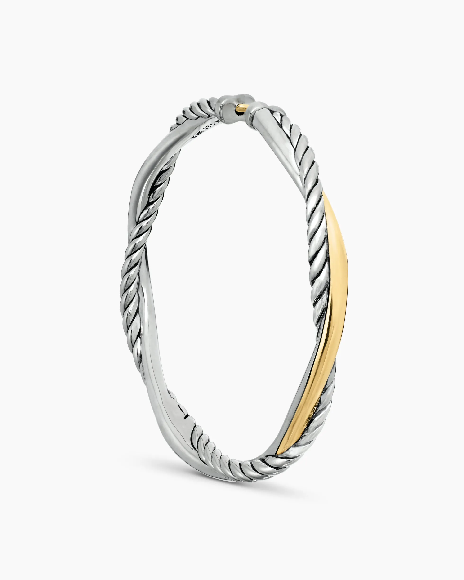 Infinity Hoop Earrings Sterling Silver with 14K Yellow Gold, 42mm
