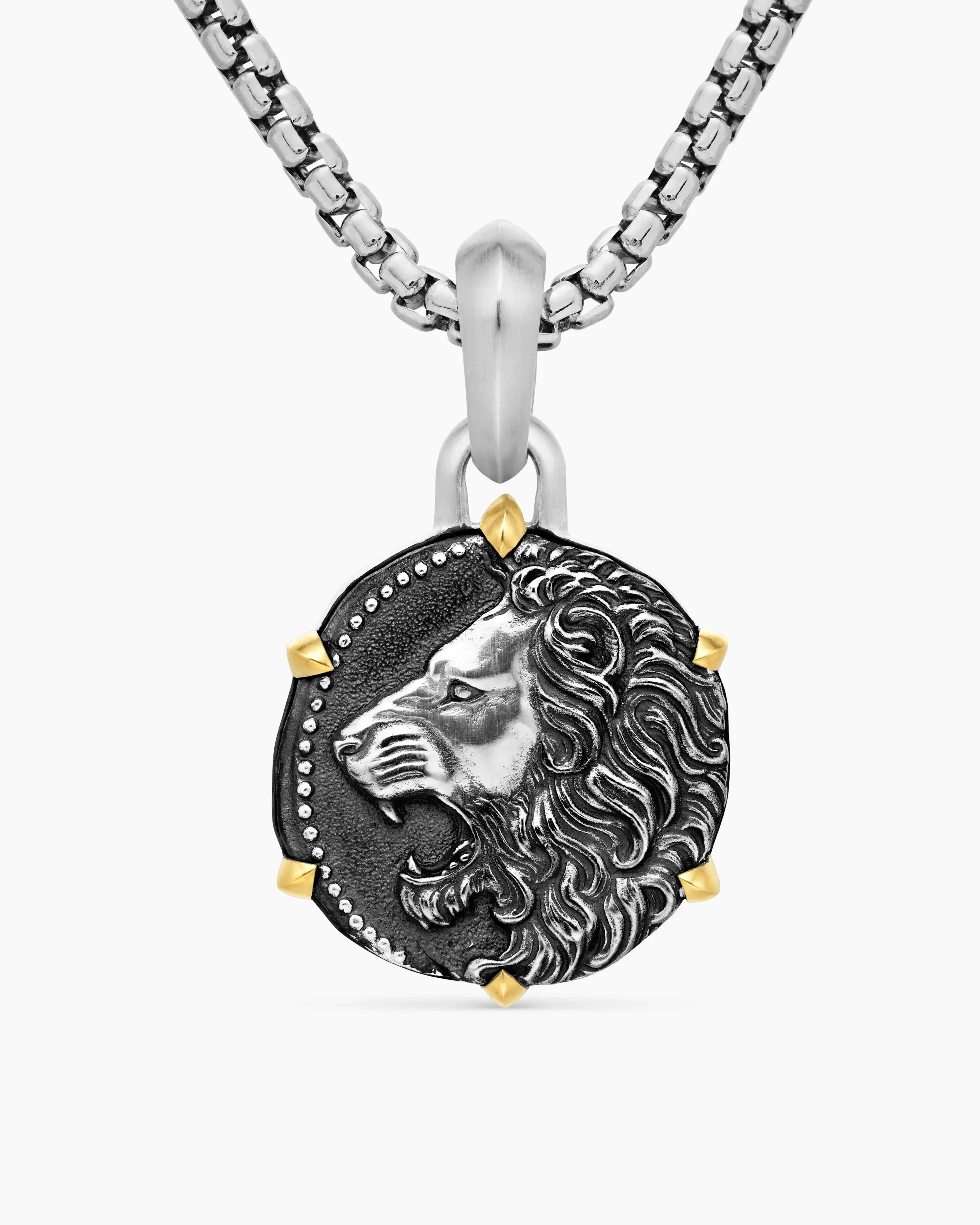 Leo Amulet Sterling Silver with 18K Yellow Gold, 23mm