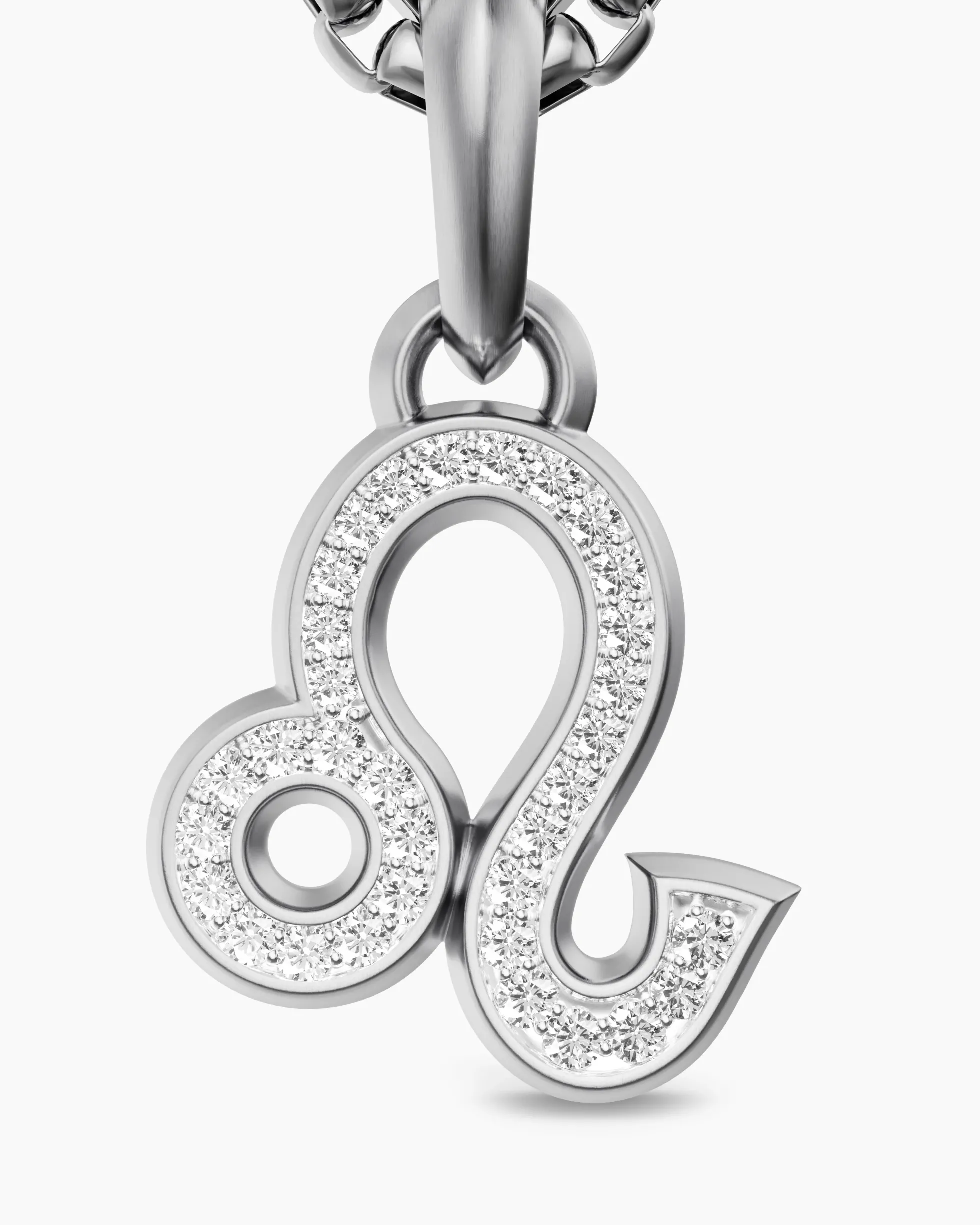 Leo Amulet Sterling Silver with Diamonds, 20mm