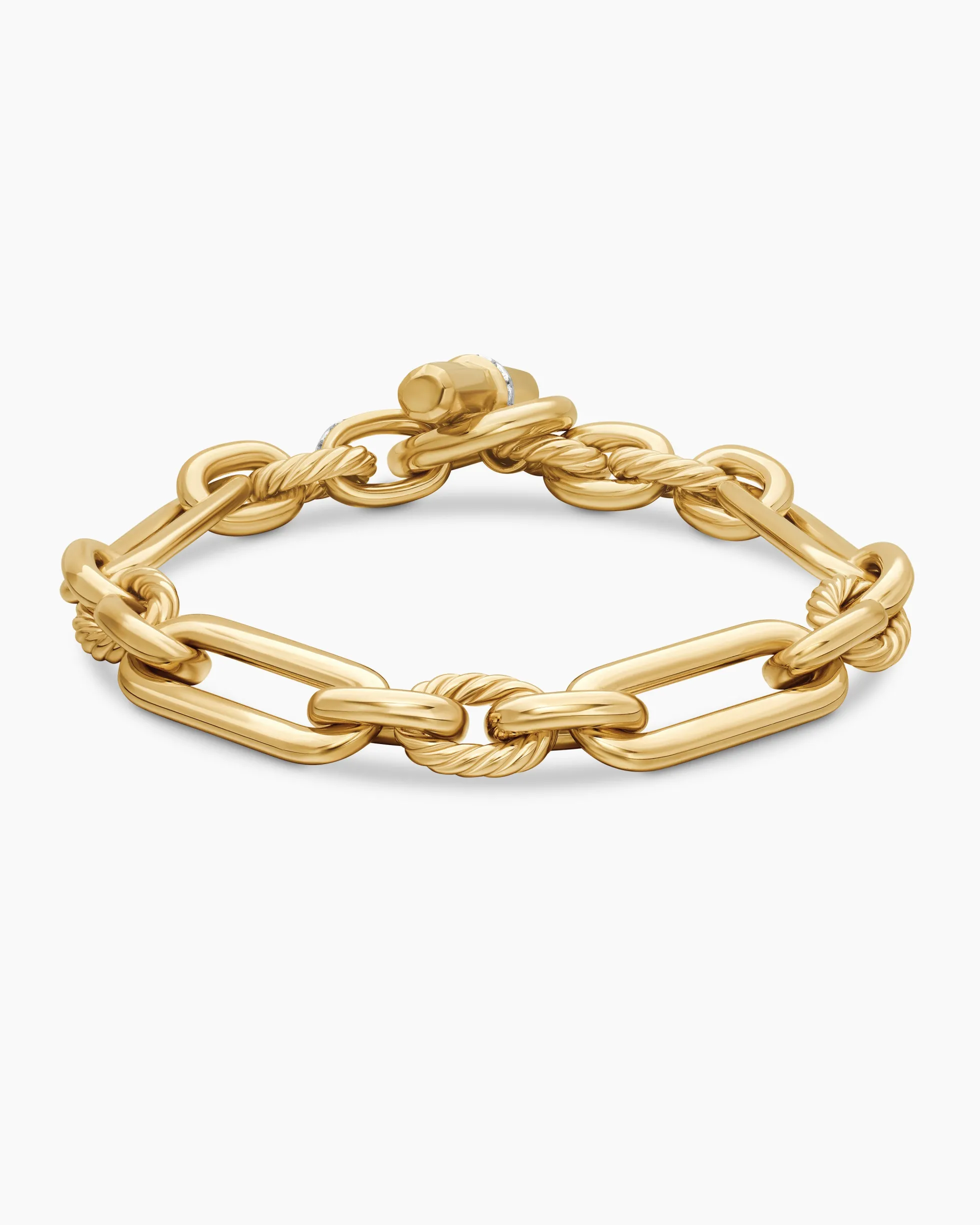 Lexington Chain Bracelet 18K Yellow Gold with Diamonds, 9.8mm
