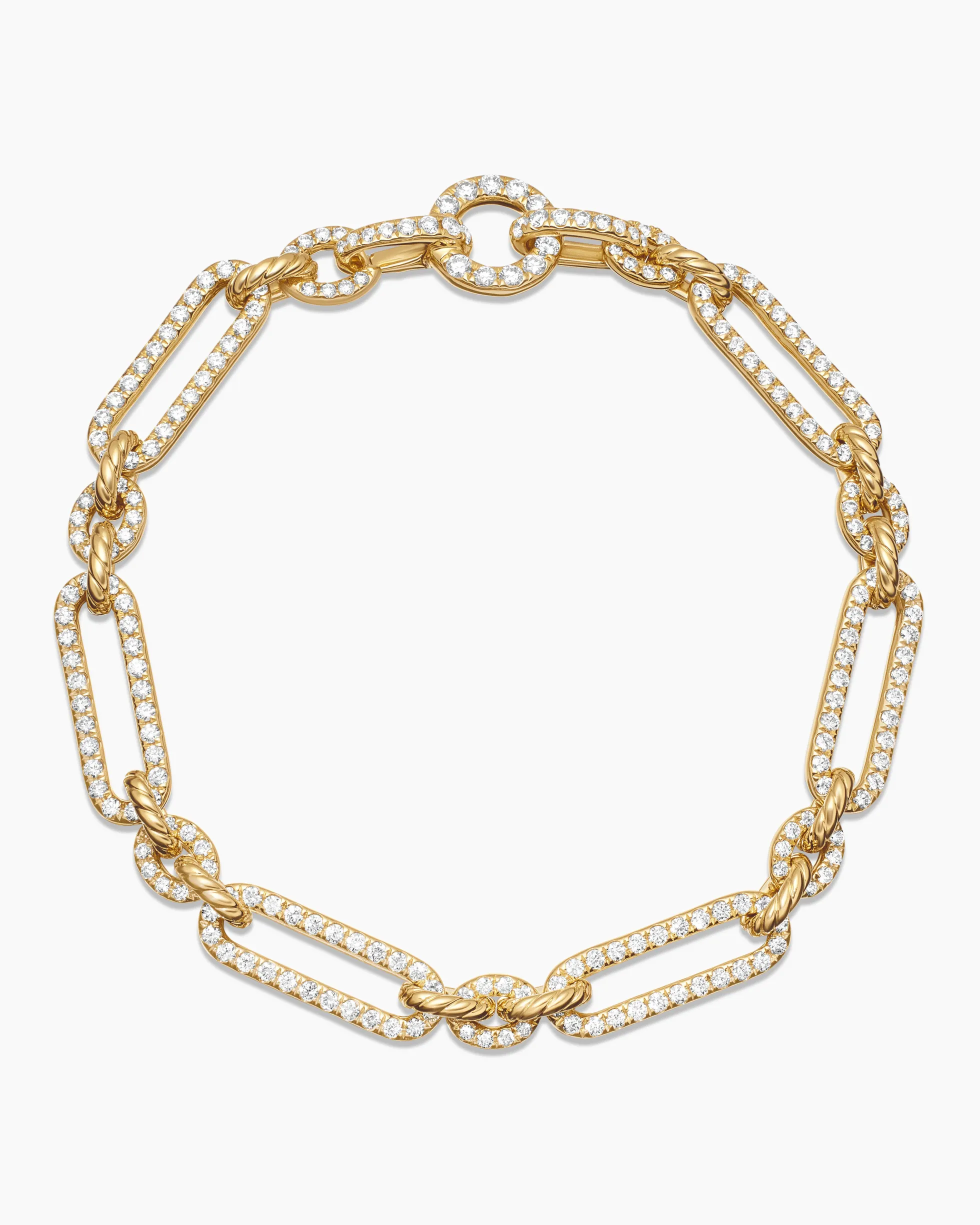 Lexington Chain Bracelet 18K Yellow Gold with Full Pavé Diamonds, 6.5mm