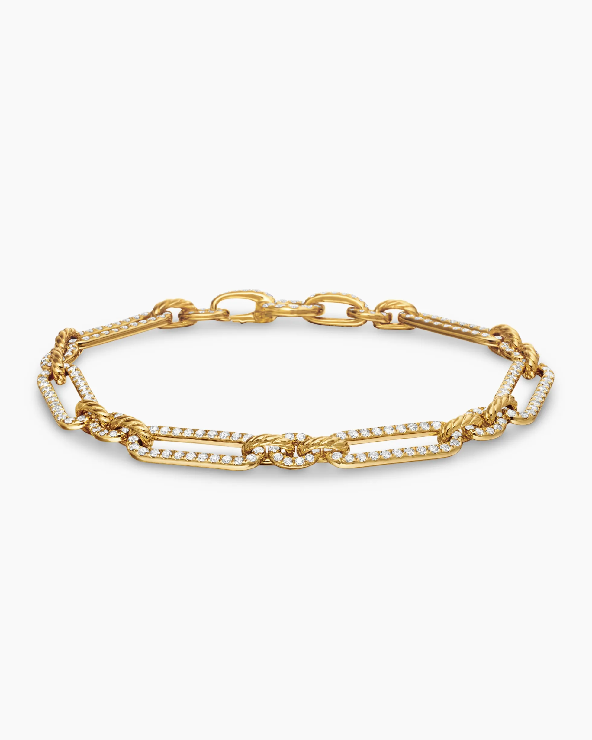 Lexington Chain Bracelet 18K Yellow Gold with Full Pavé Diamonds, 6.5mm
