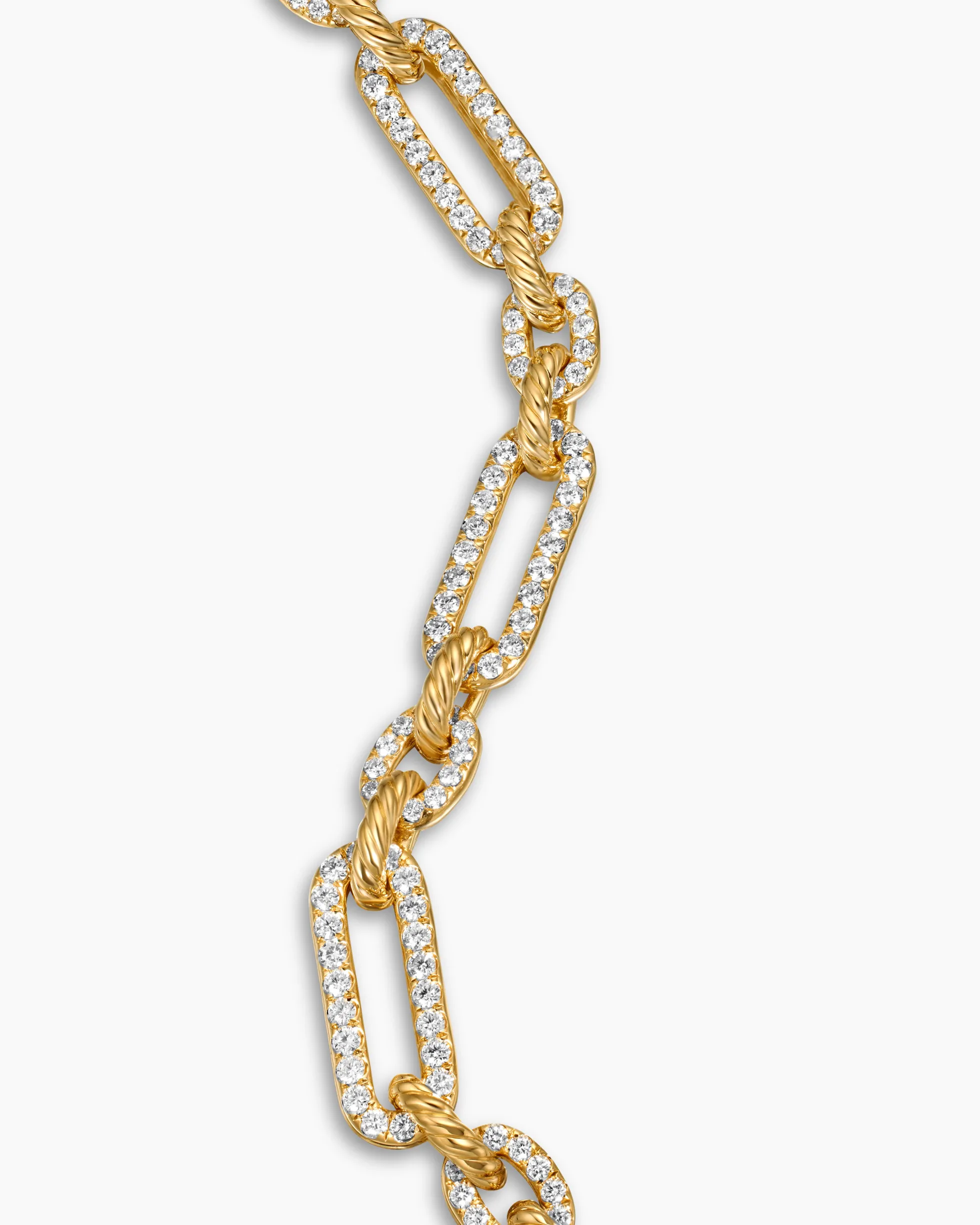 Lexington Chain Bracelet 18K Yellow Gold with Full Pavé Diamonds, 9.8mm
