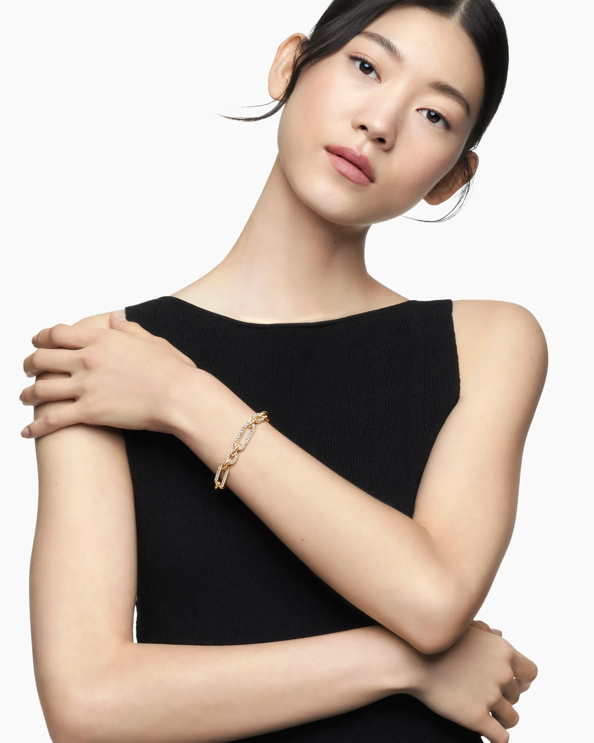 Lexington Chain Bracelet 18K Yellow Gold with Full Pavé Diamonds, 9.8mm