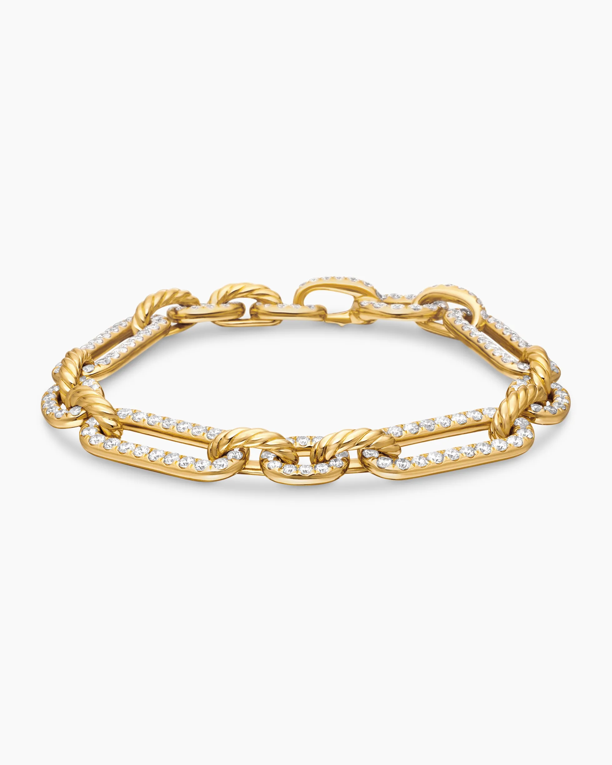 Lexington Chain Bracelet 18K Yellow Gold with Full Pavé Diamonds, 9.8mm