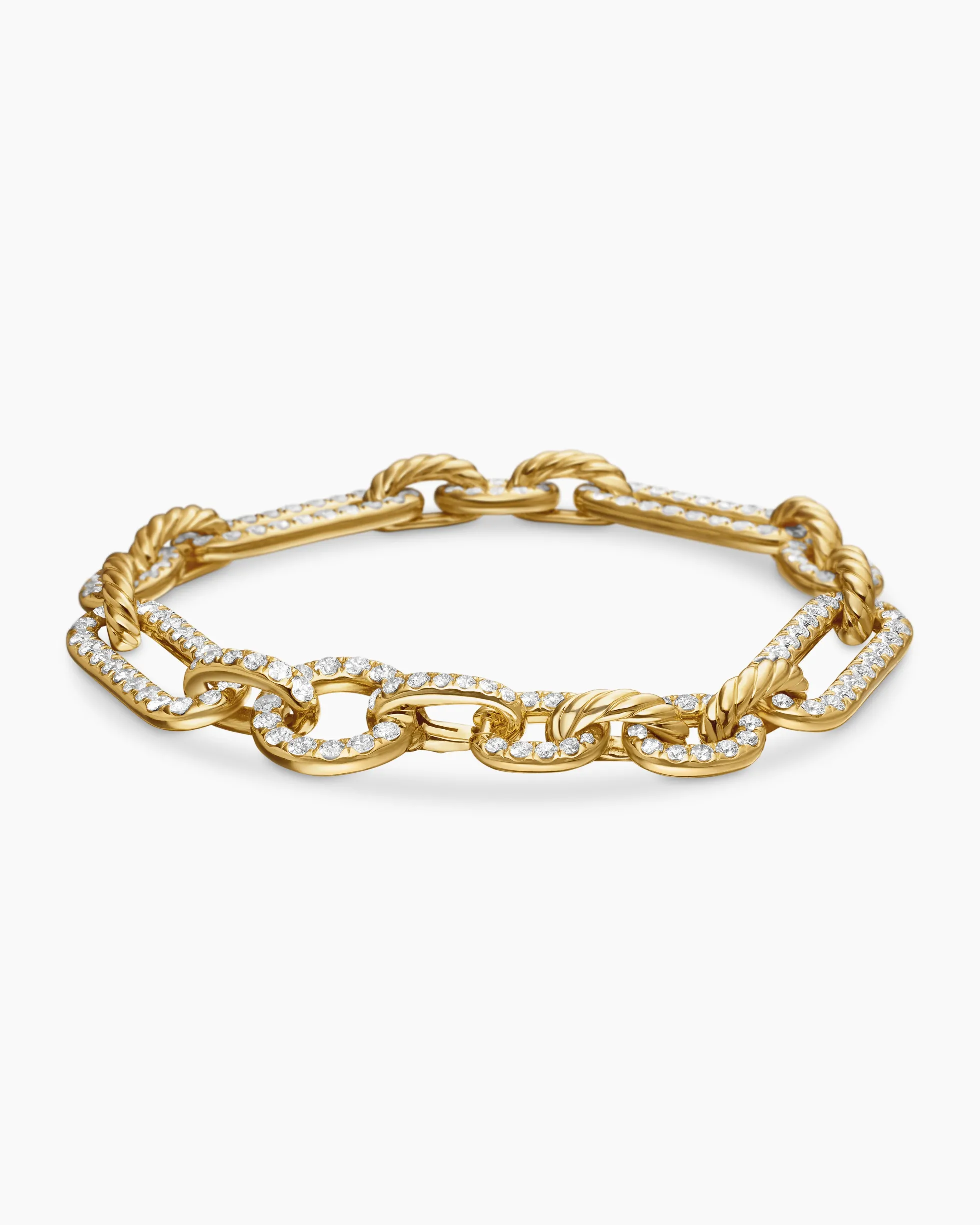 Lexington Chain Bracelet 18K Yellow Gold with Full Pavé Diamonds, 9.8mm