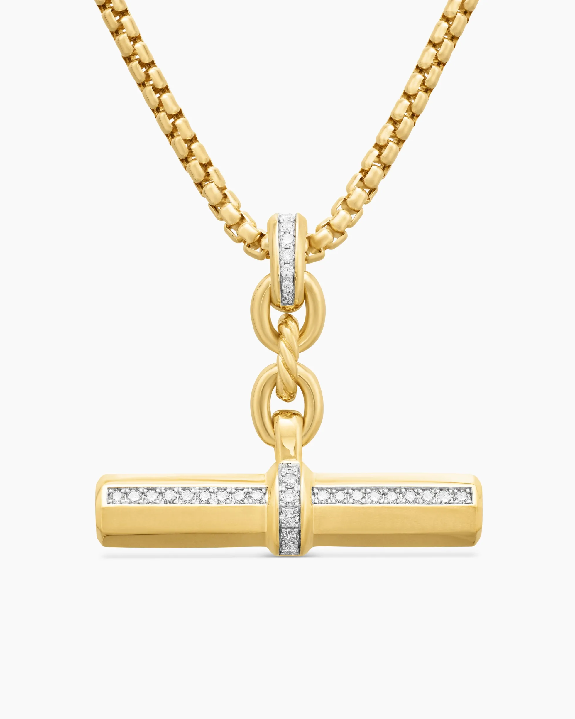Lexington E/W Barrel Pendant 18K Yellow Gold with Diamonds, 32mm