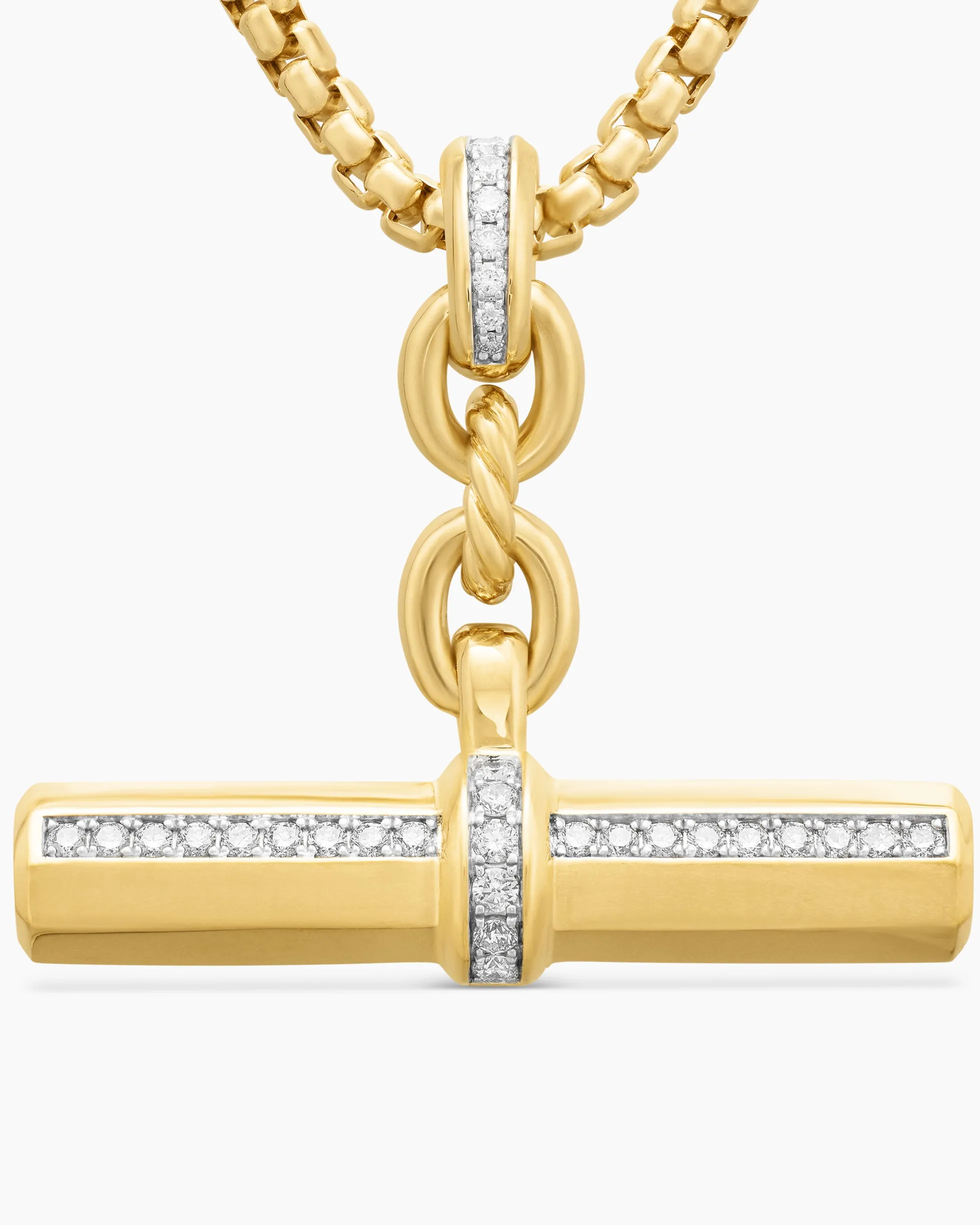 Lexington E/W Barrel Pendant 18K Yellow Gold with Diamonds, 32mm