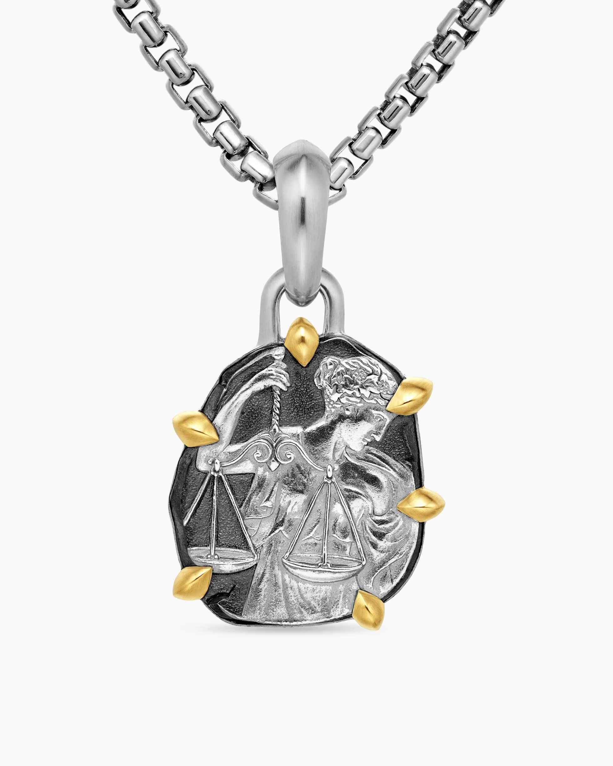 Libra Amulet Sterling Silver with 18K Yellow Gold, 23mm