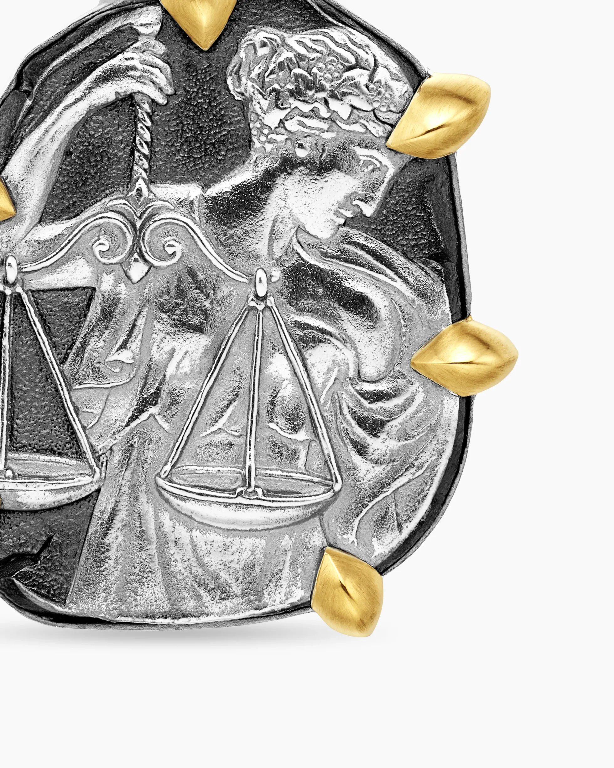 Libra Amulet Sterling Silver with 18K Yellow Gold, 23mm