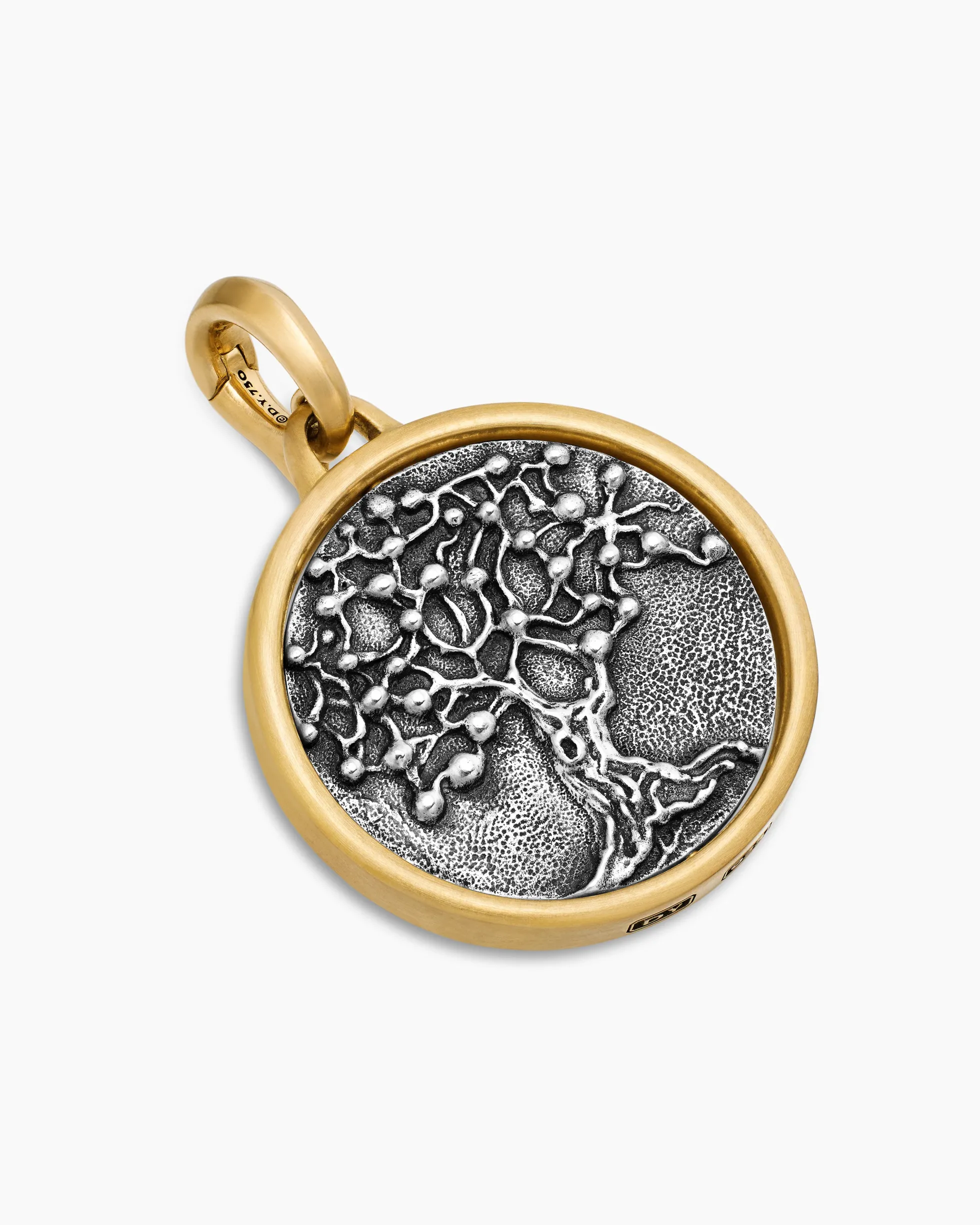 Life and Death Duality Amulet Sterling Silver with 18K Yellow Gold, 24mm