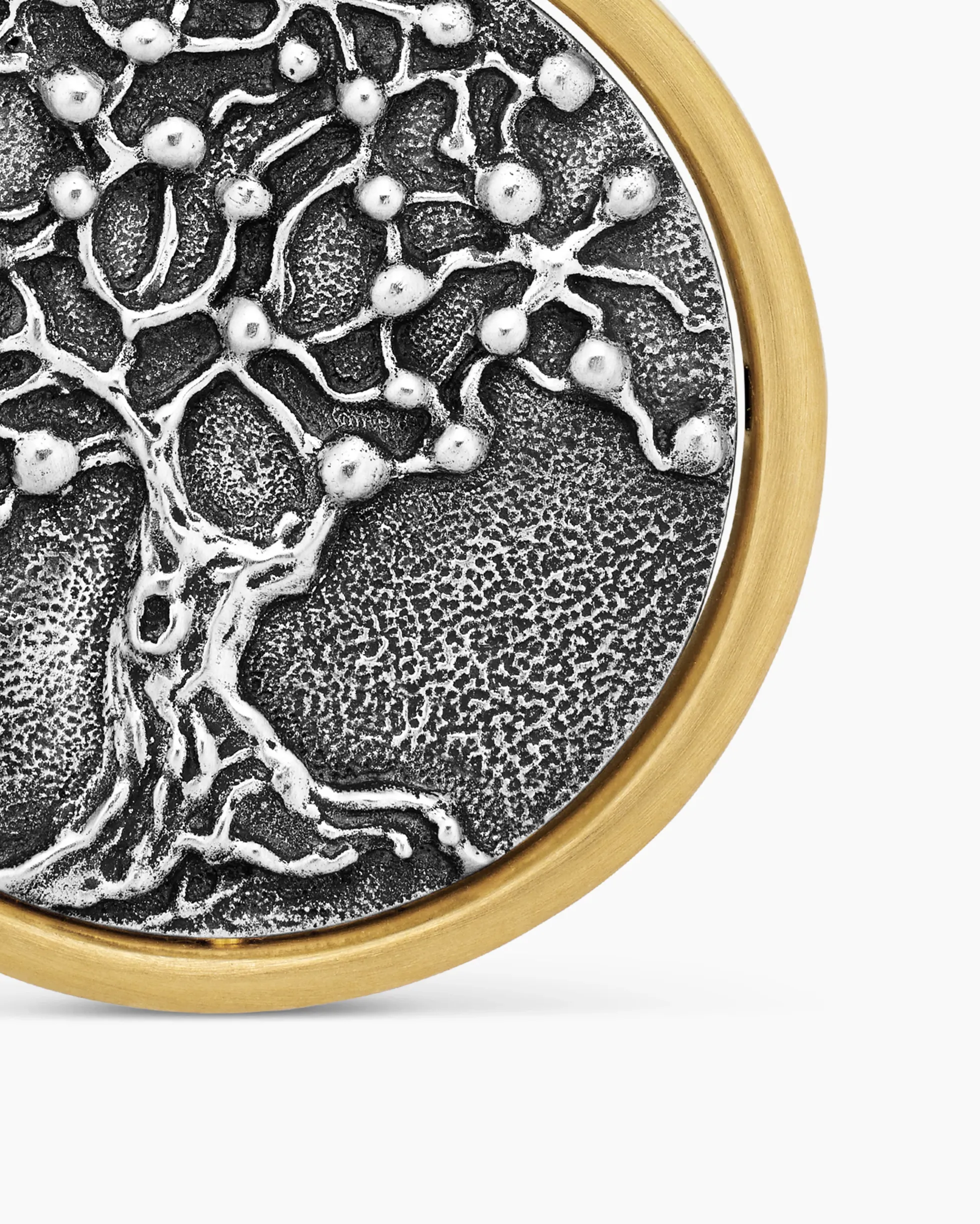 Life and Death Duality Amulet Sterling Silver with 18K Yellow Gold, 24mm