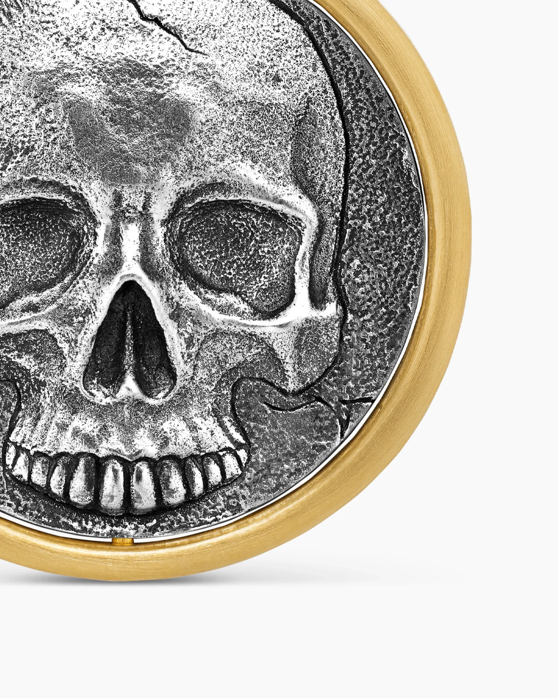 Life and Death Duality Amulet Sterling Silver with 18K Yellow Gold, 24mm